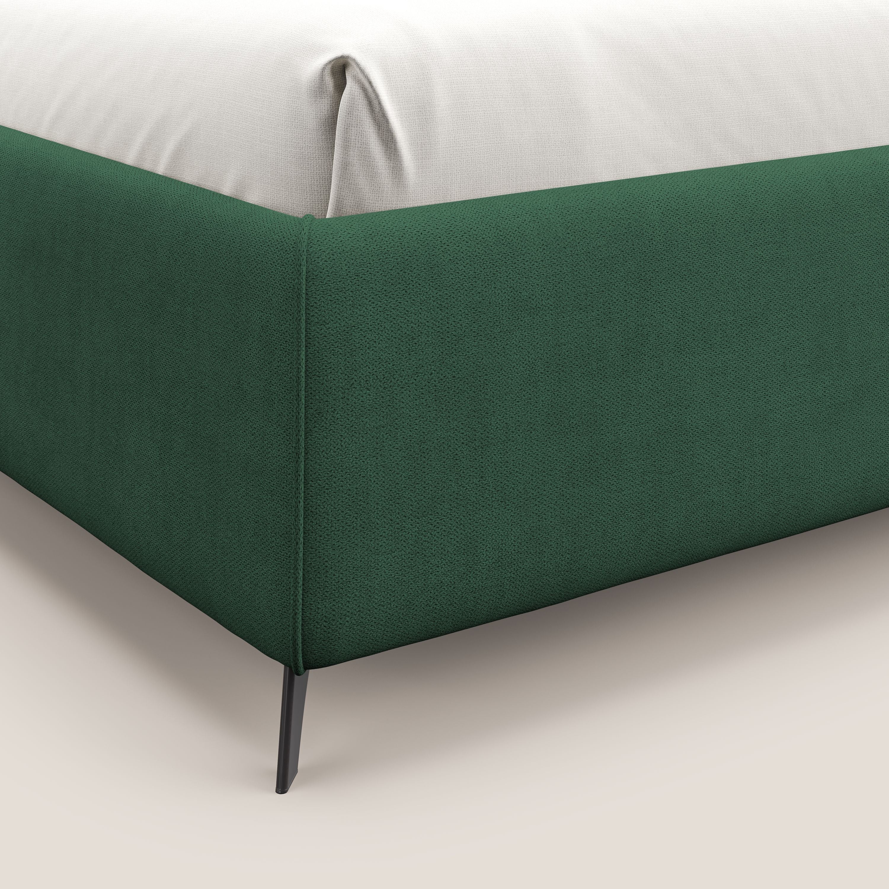 Sara sommier con giroletto contenitore in tessuto impermeabile T02 verde - divani.store