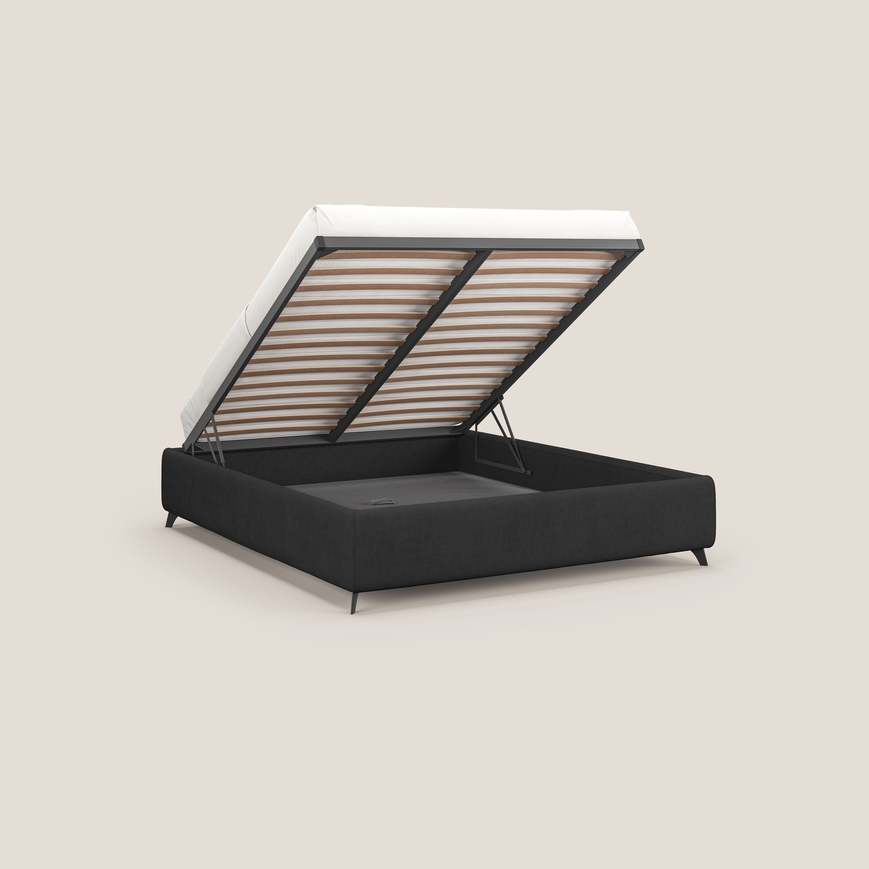 Sara sommier con giroletto contenitore in tessuto impermeabile T02 nero - divani.store