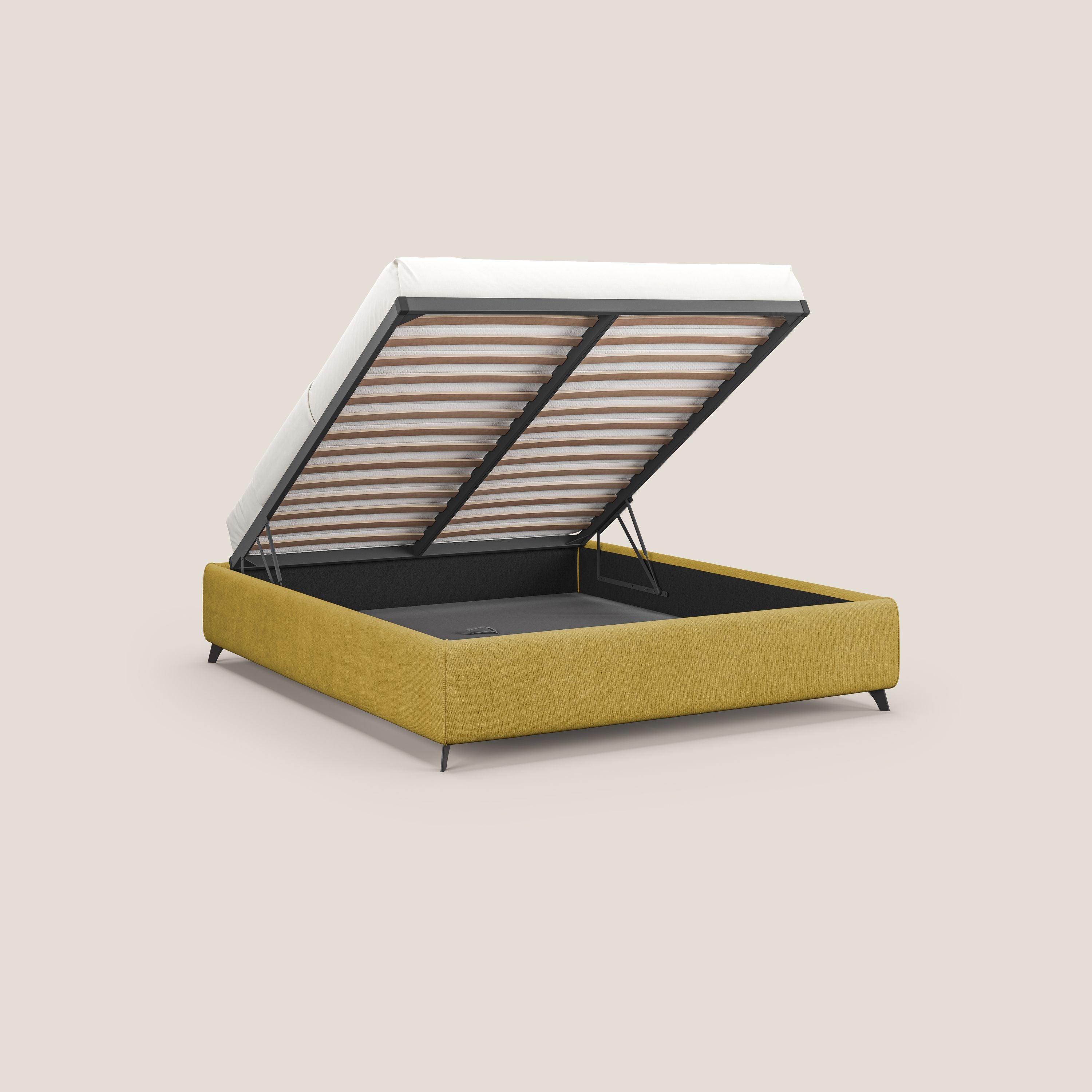 Sara sommier con giroletto contenitore in tessuto impermeabile T02 giallo - divani.store