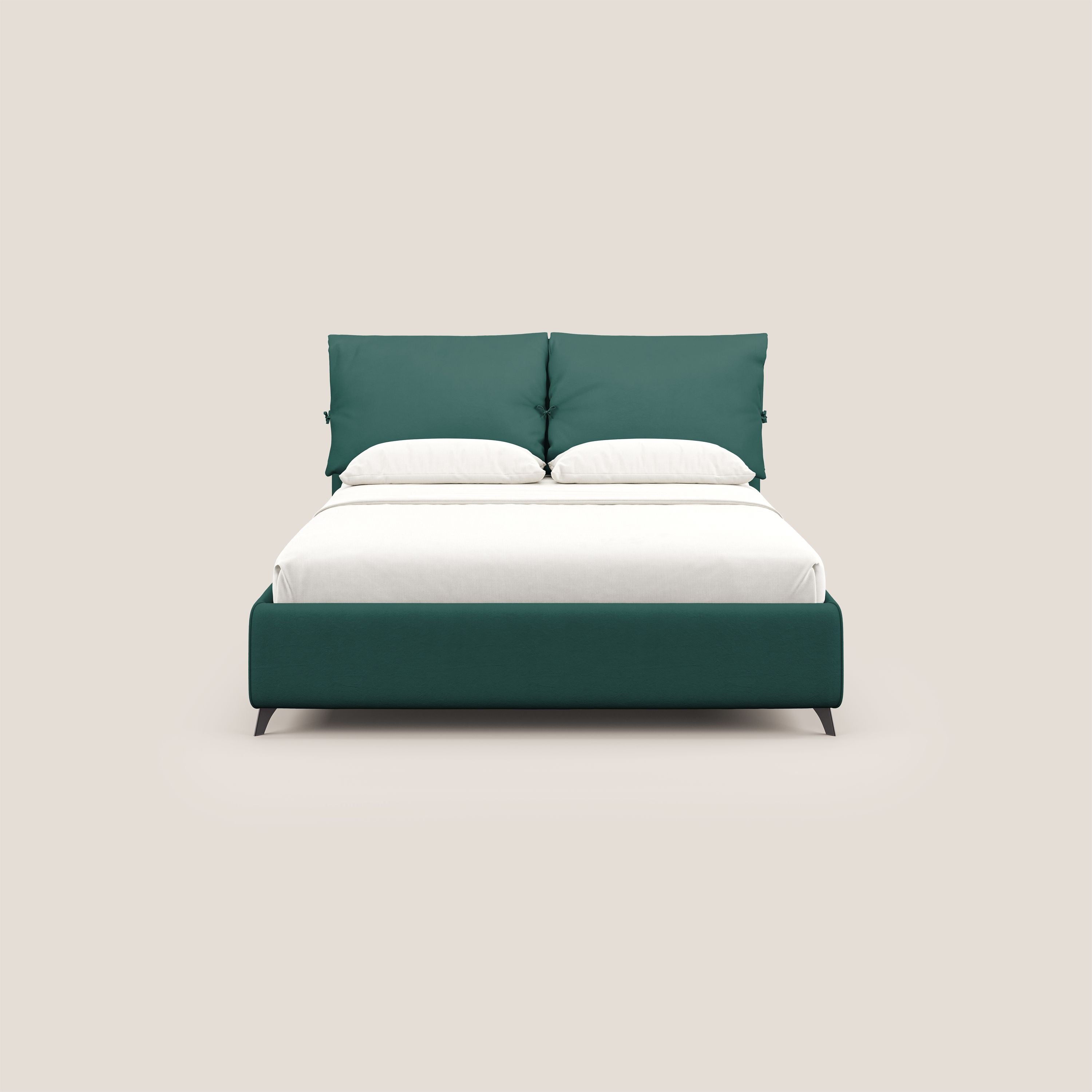 Susan letto imbottito contenitore completamente sfoderabile in microfibra smacchiabile T11 petrolio - divani.store