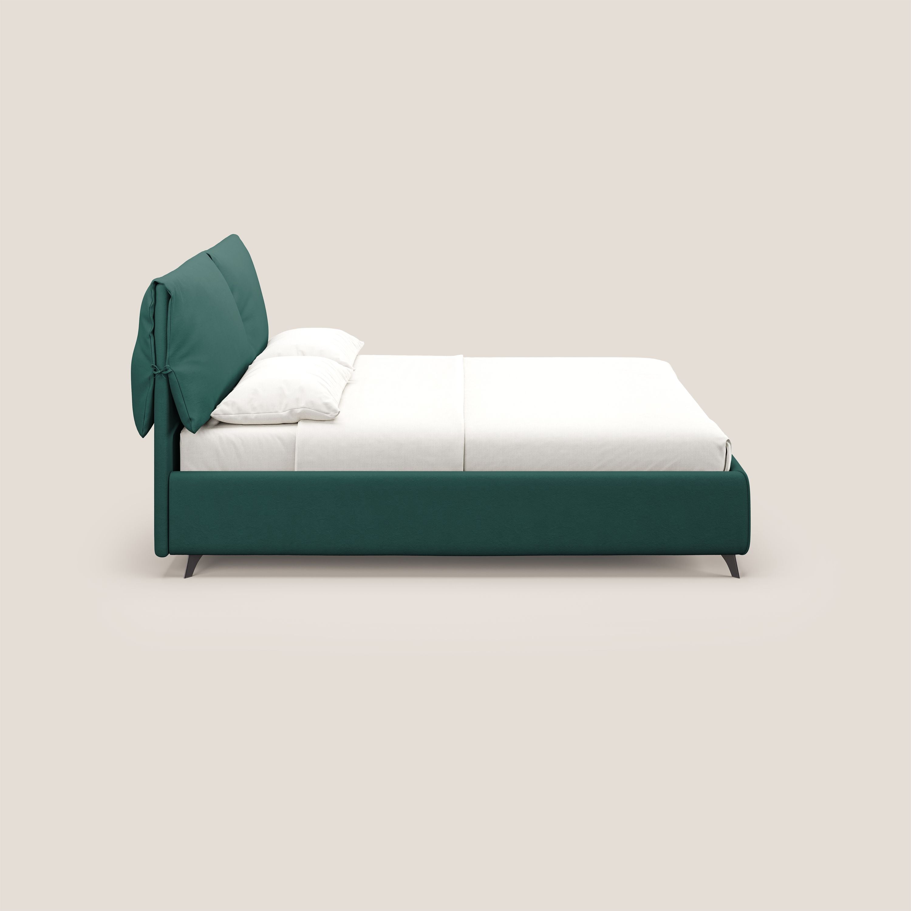 Susan letto imbottito contenitore completamente sfoderabile in microfibra smacchiabile T11 petrolio - divani.store