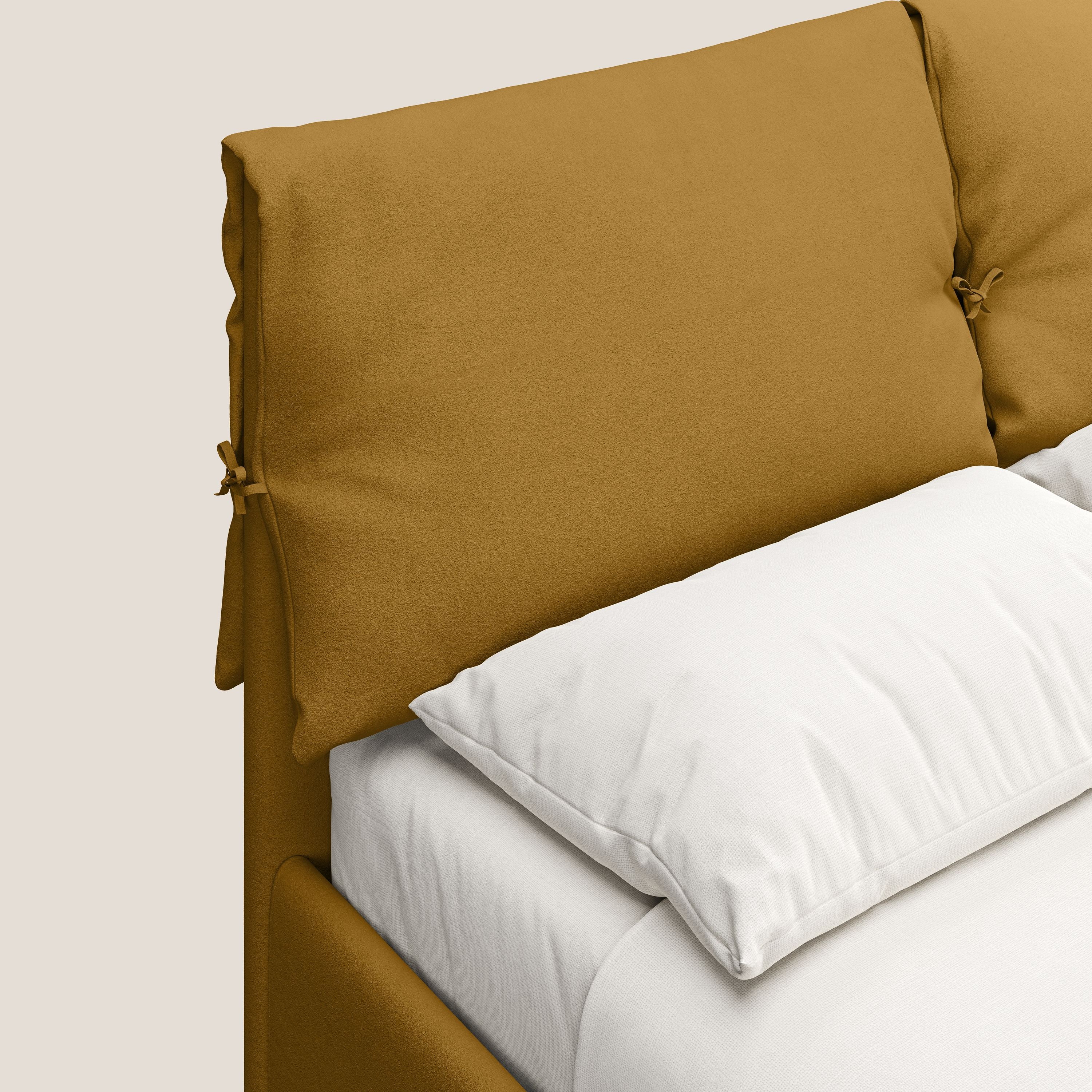 Susan letto imbottito contenitore completamente sfoderabile in microfibra smacchiabile T11 giallo - divani.store