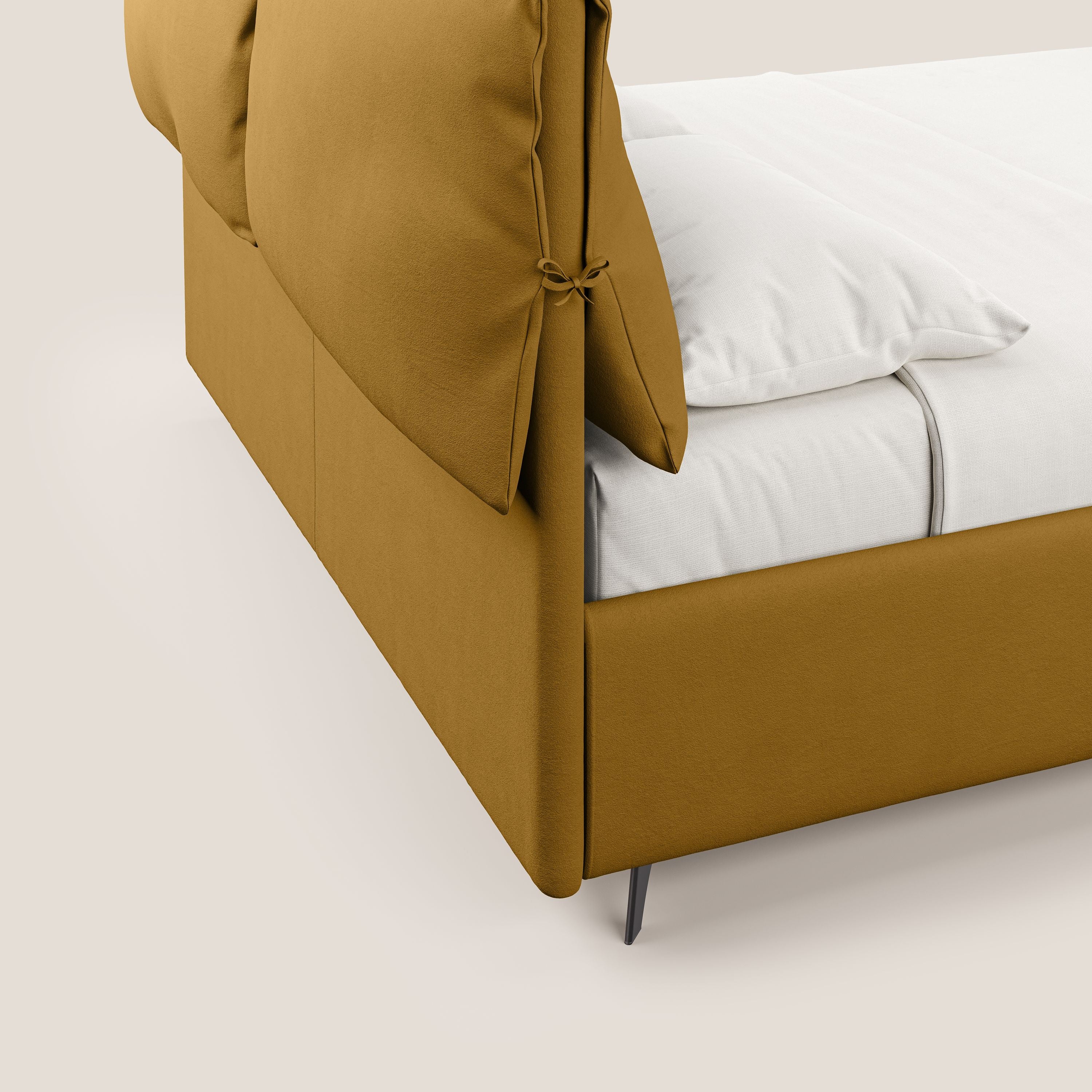 Susan letto imbottito contenitore completamente sfoderabile in microfibra smacchiabile T11 giallo - divani.store