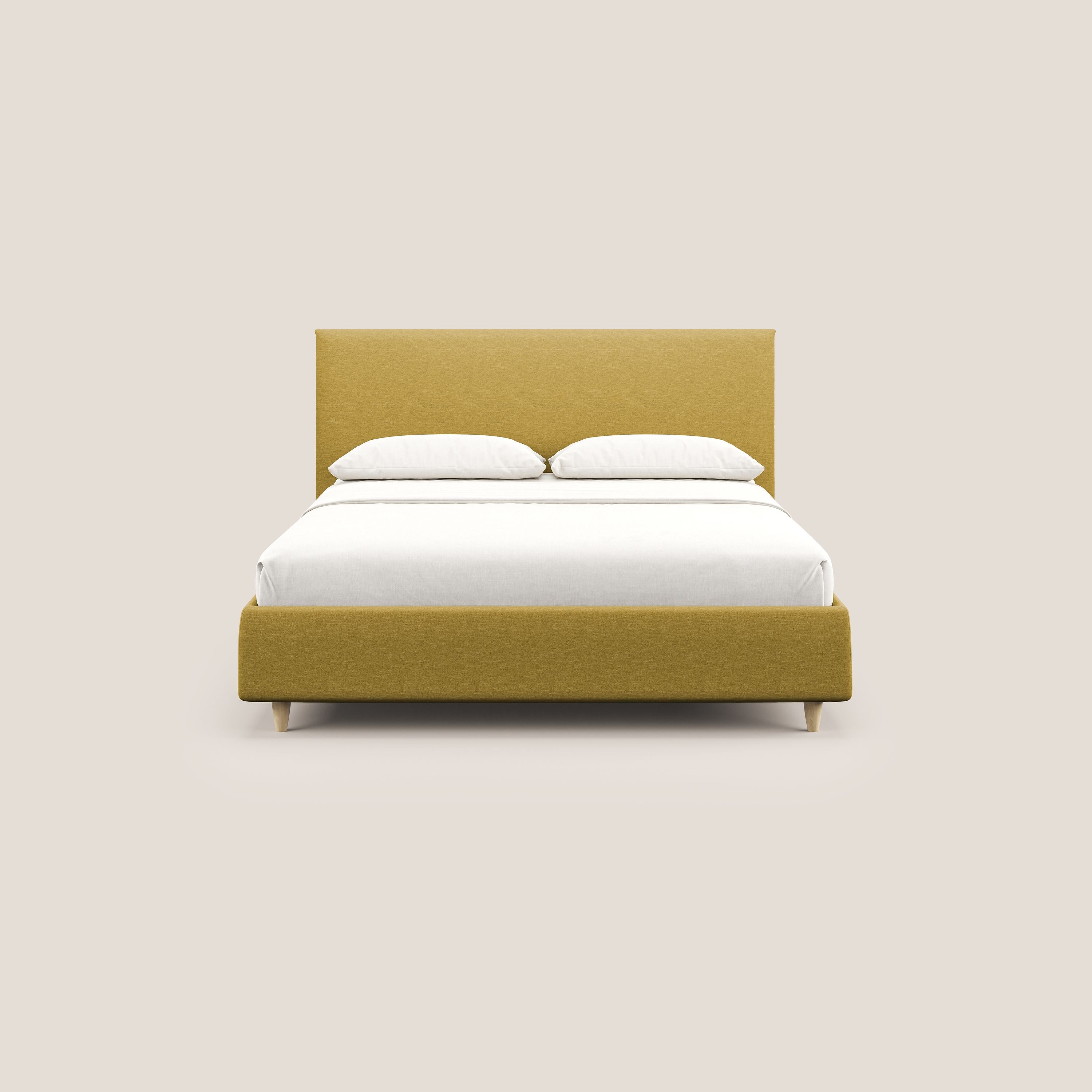 Teresa letto contenitore e sfoderabile in tessuto misto cotone impermeabile T13 giallo - divani.store