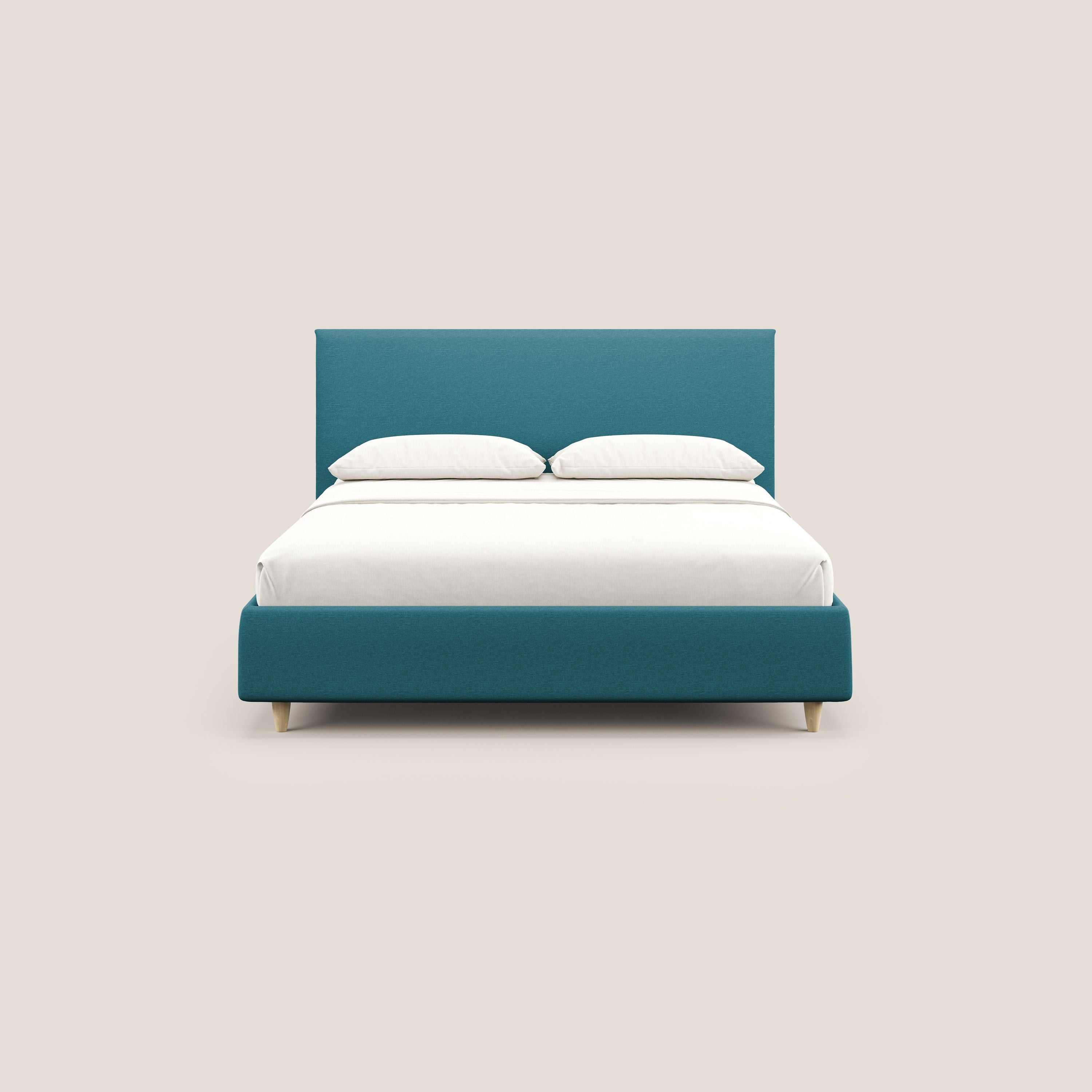 Teresa letto contenitore e sfoderabile in tessuto misto cotone impermeabile T13 azzurro - divani.store