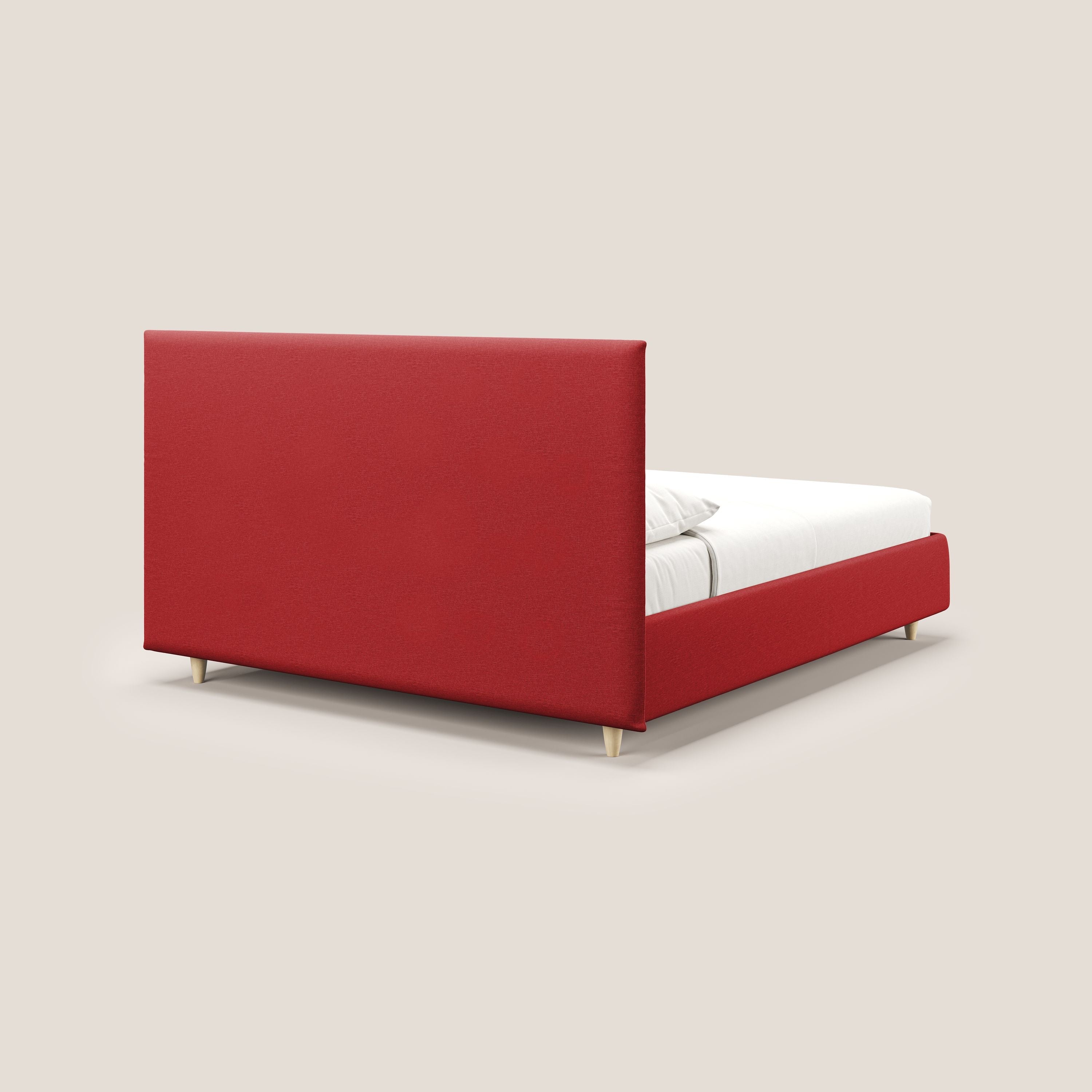 Teresa letto contenitore e sfoderabile in tessuto misto cotone impermeabile T13 rosso - divani.store