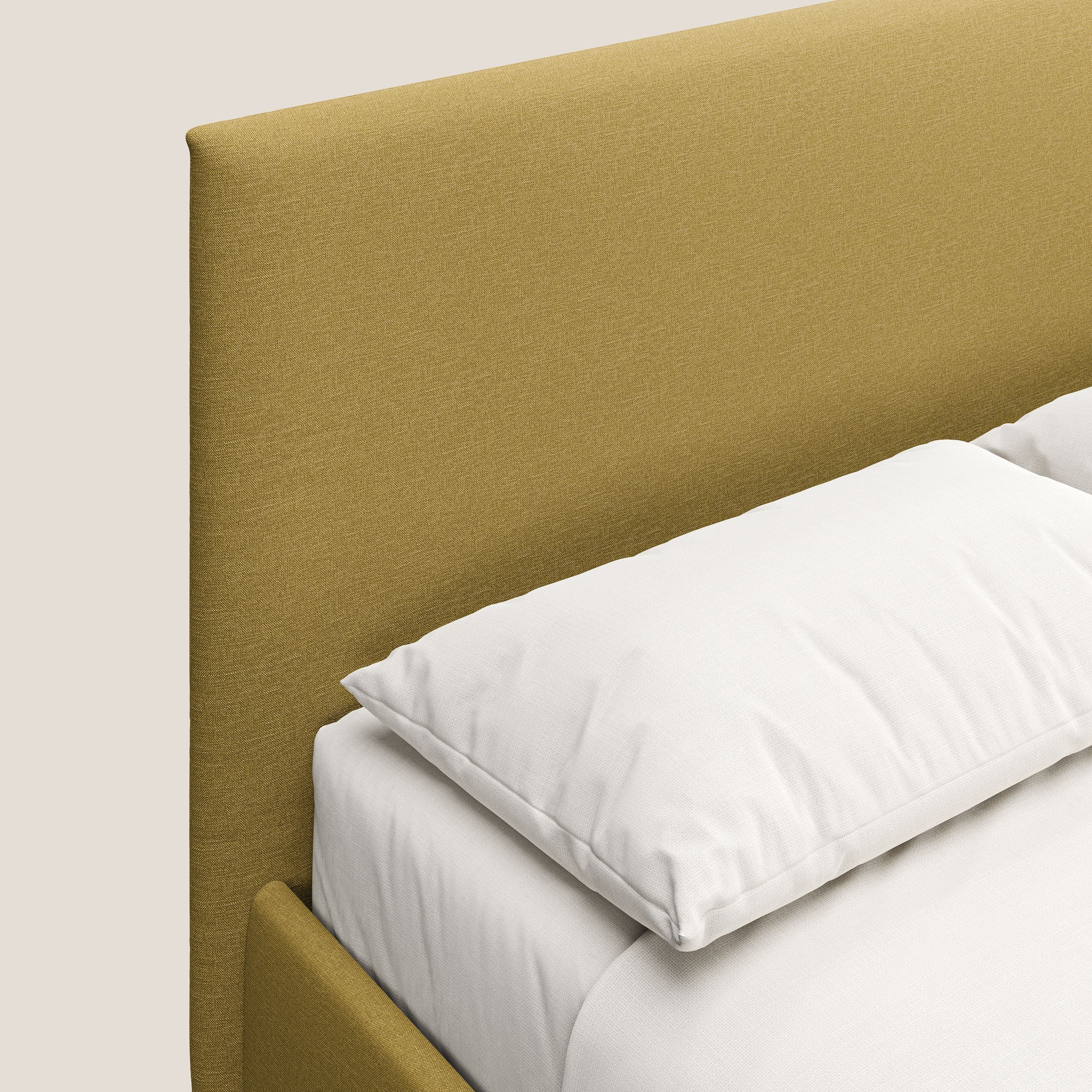 Teresa letto contenitore e sfoderabile in tessuto misto cotone impermeabile T13 giallo - divani.store