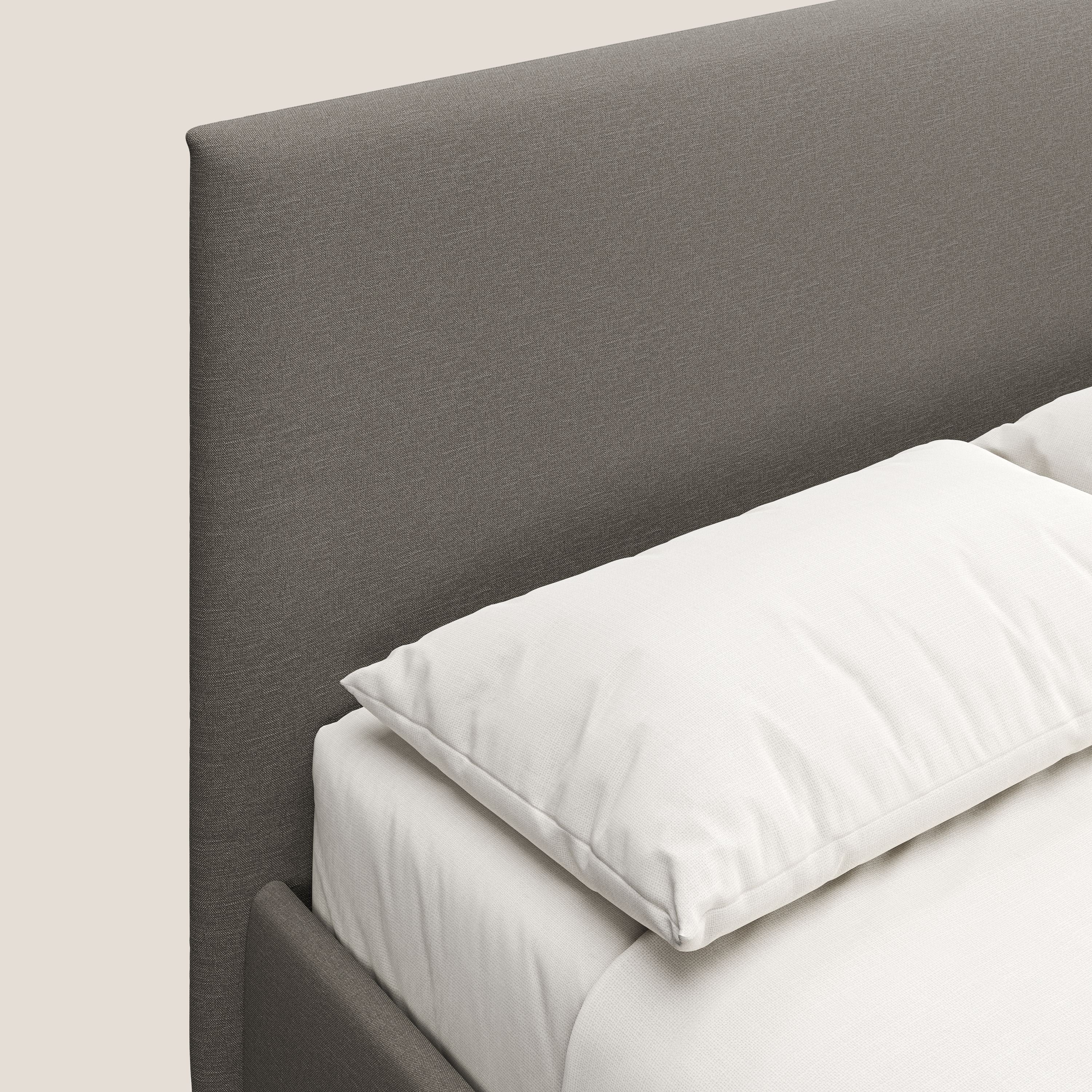 Teresa letto contenitore e sfoderabile in tessuto misto cotone impermeabile T13 tortora - divani.store