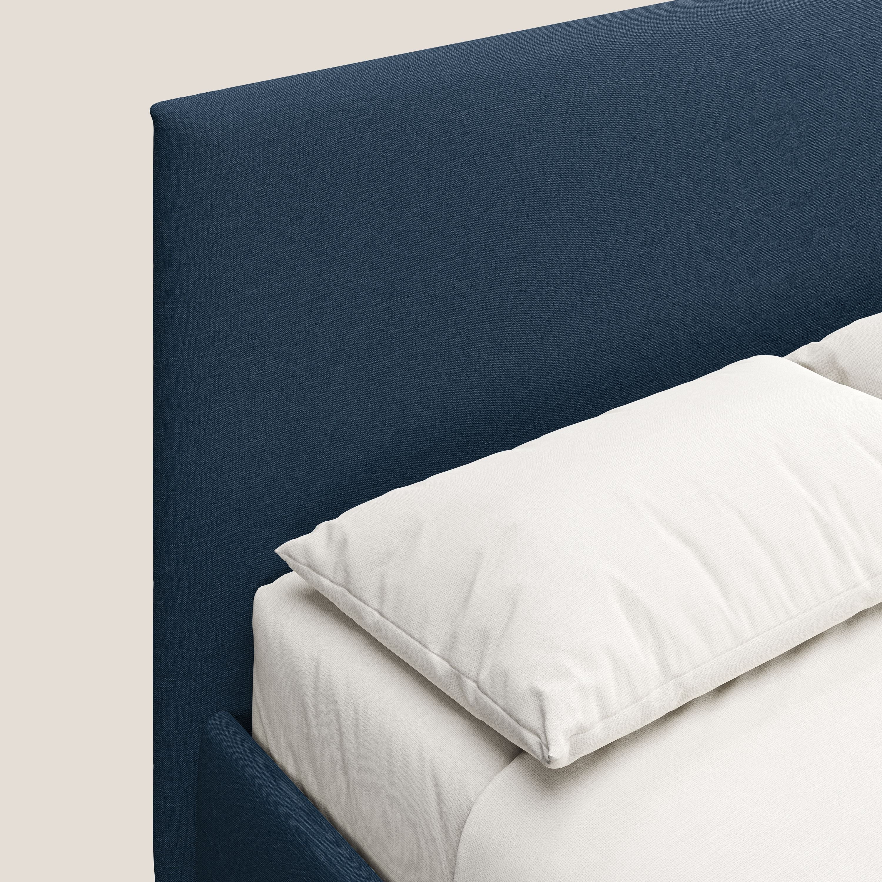 Teresa letto contenitore e sfoderabile in tessuto misto cotone impermeabile T13 blu - divani.store