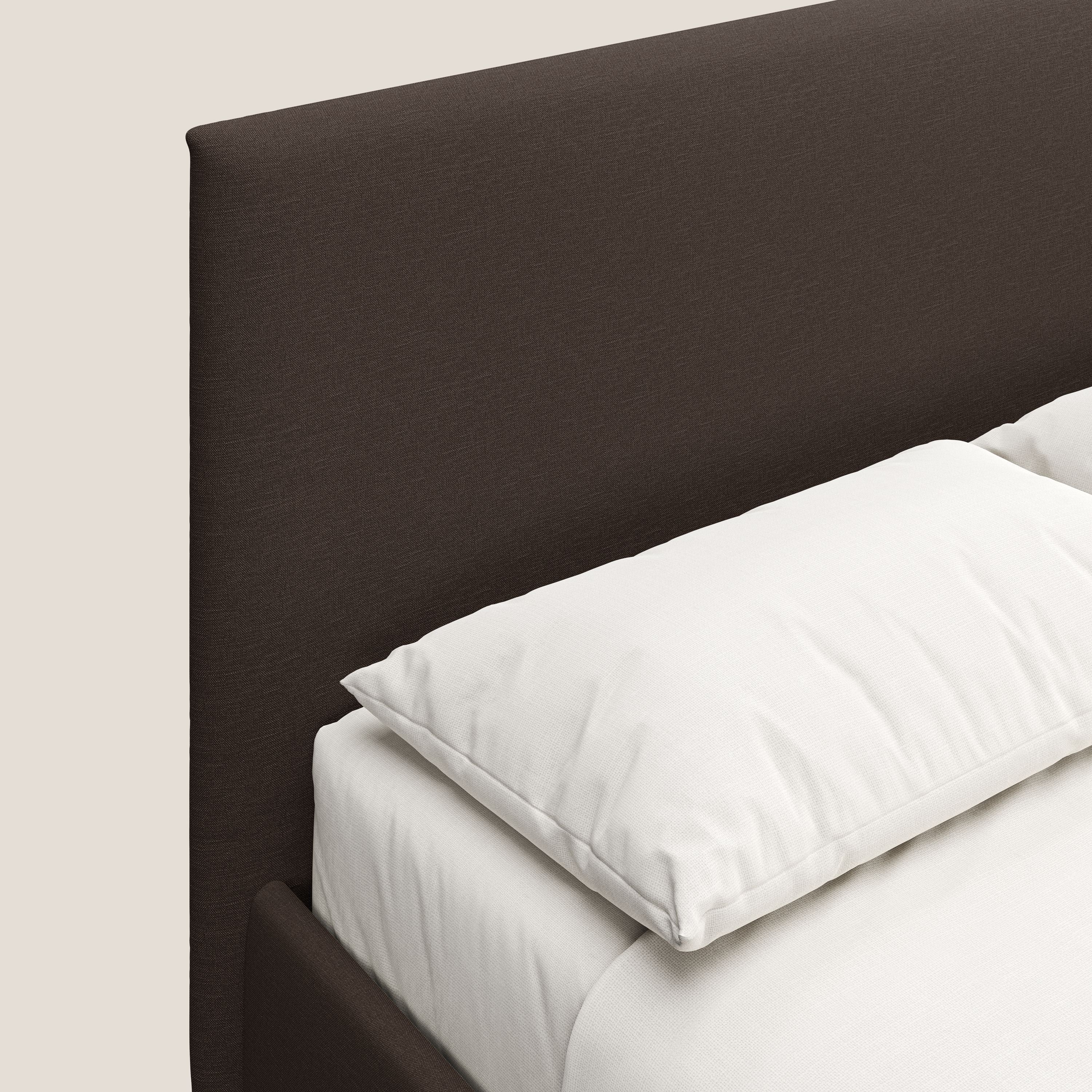 Teresa letto contenitore e sfoderabile in tessuto misto cotone impermeabile T13 marrone - divani.store