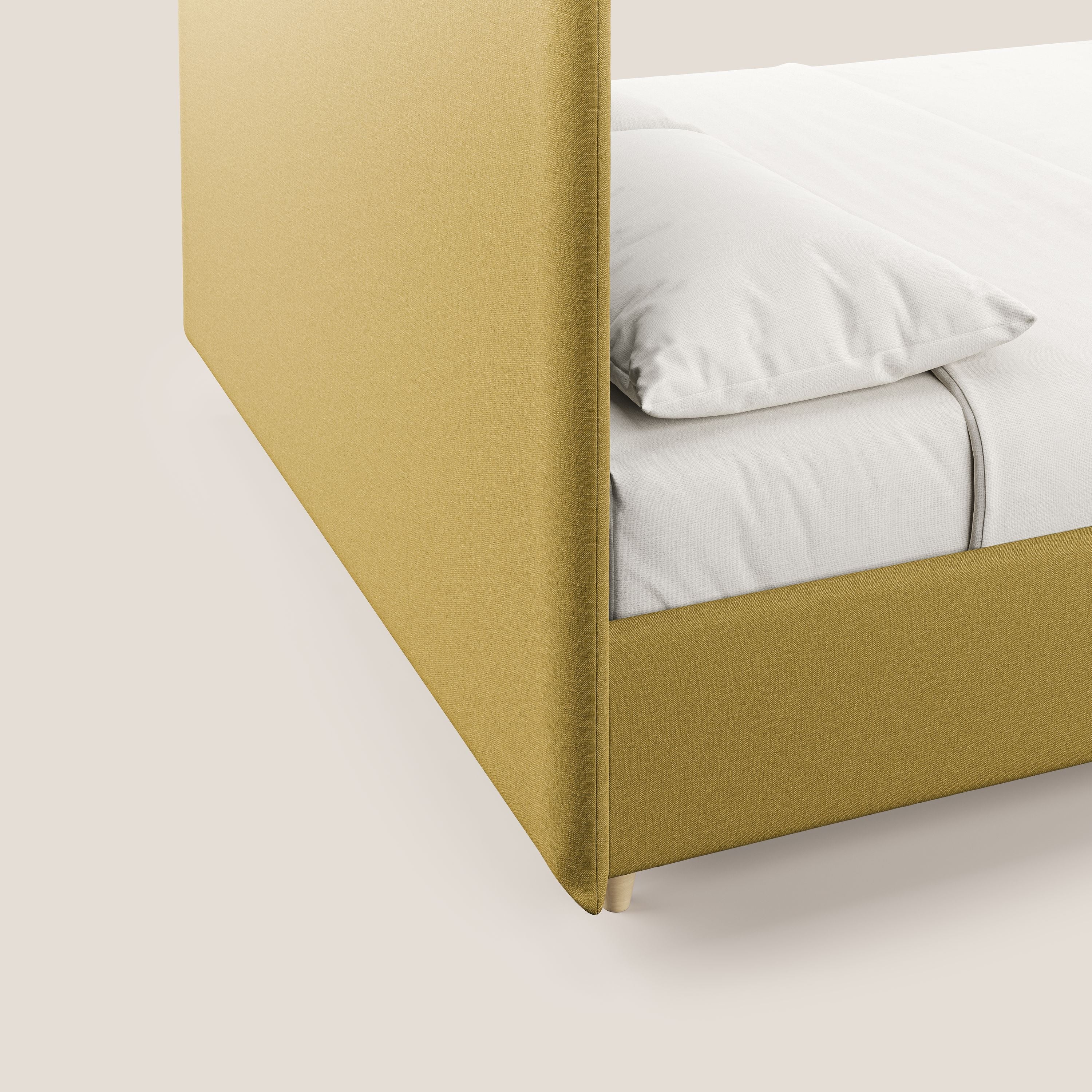 Teresa letto contenitore e sfoderabile in tessuto misto cotone impermeabile T13 giallo - divani.store