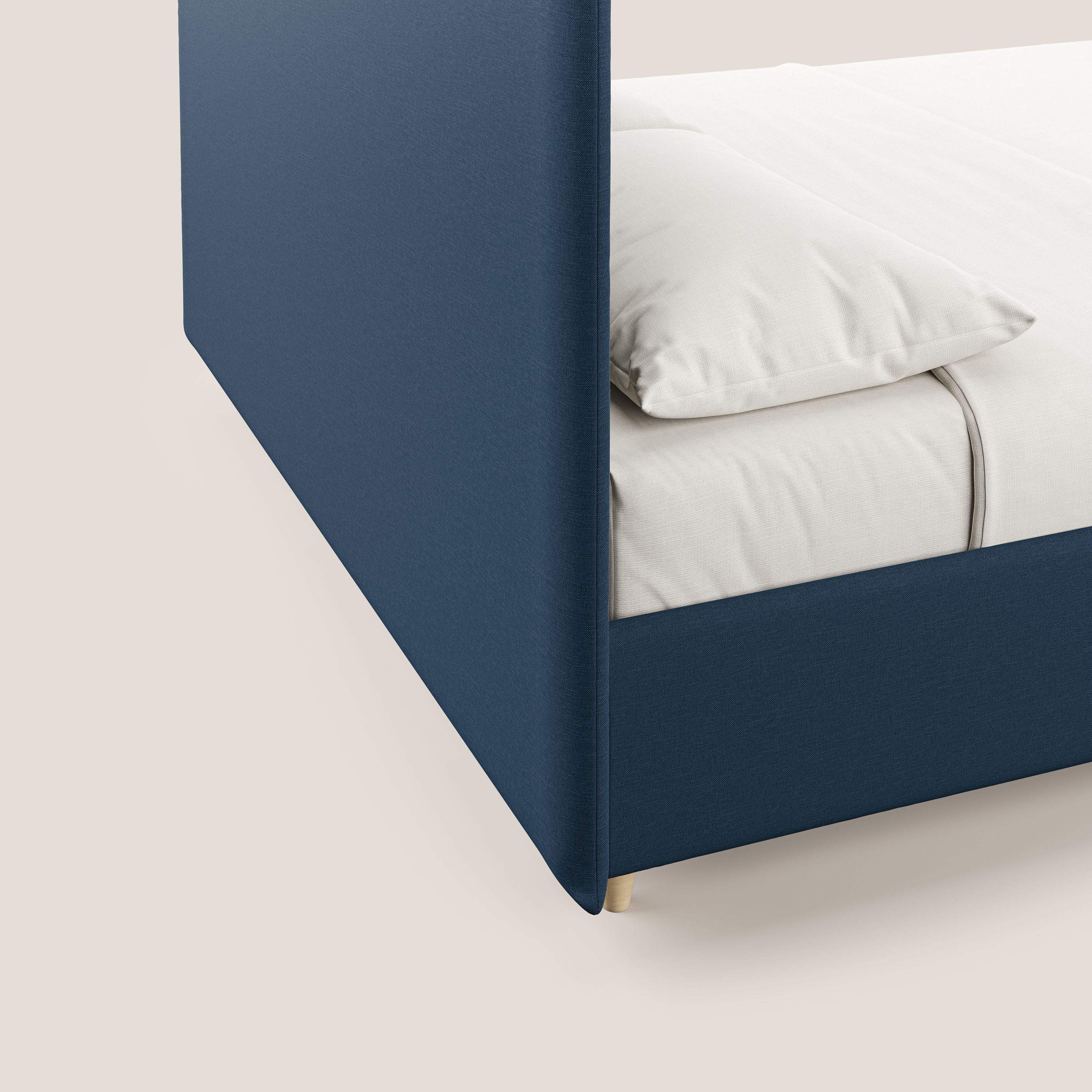 Teresa letto contenitore e sfoderabile in tessuto misto cotone impermeabile T13 blu - divani.store