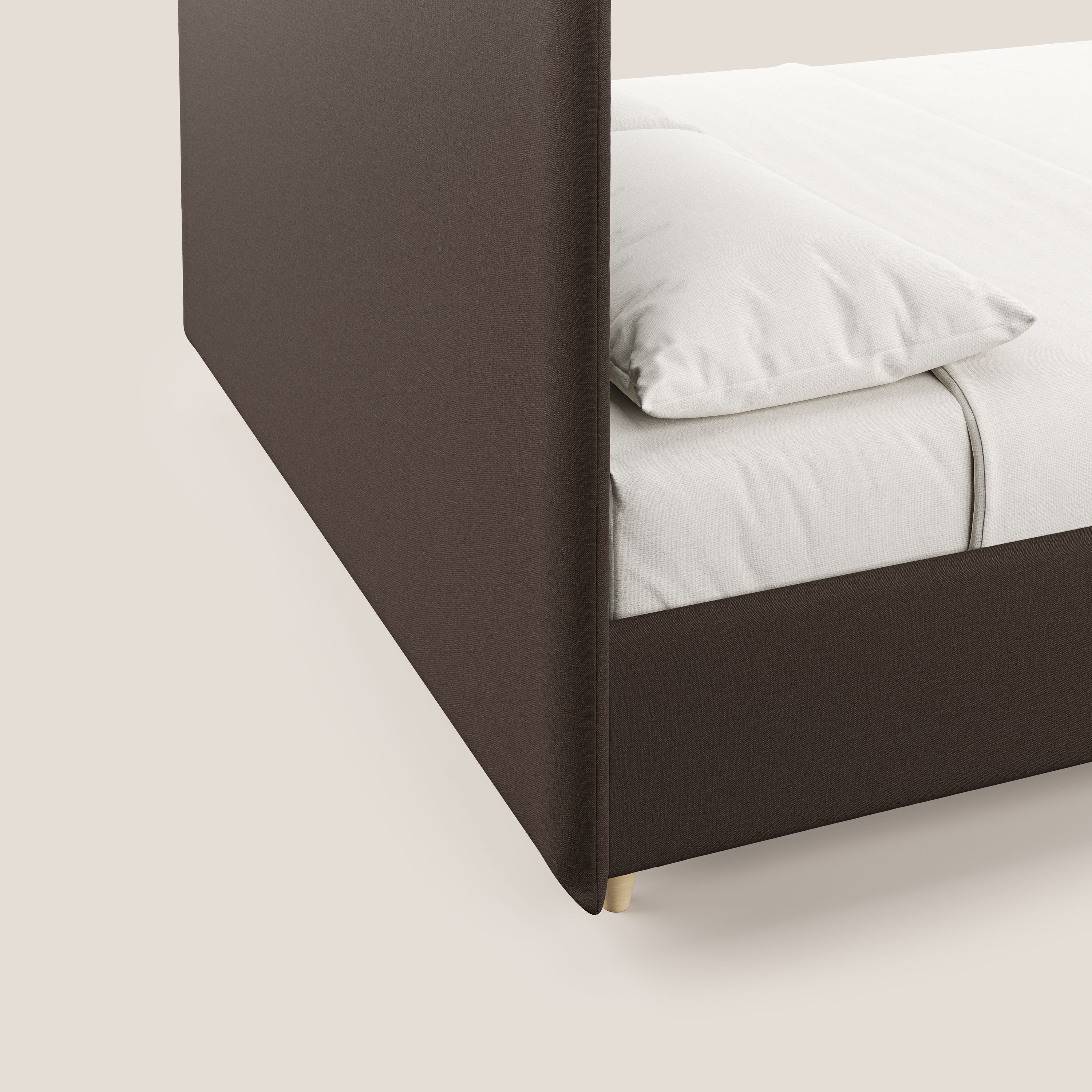 Teresa letto contenitore e sfoderabile in tessuto misto cotone impermeabile T13 marrone - divani.store