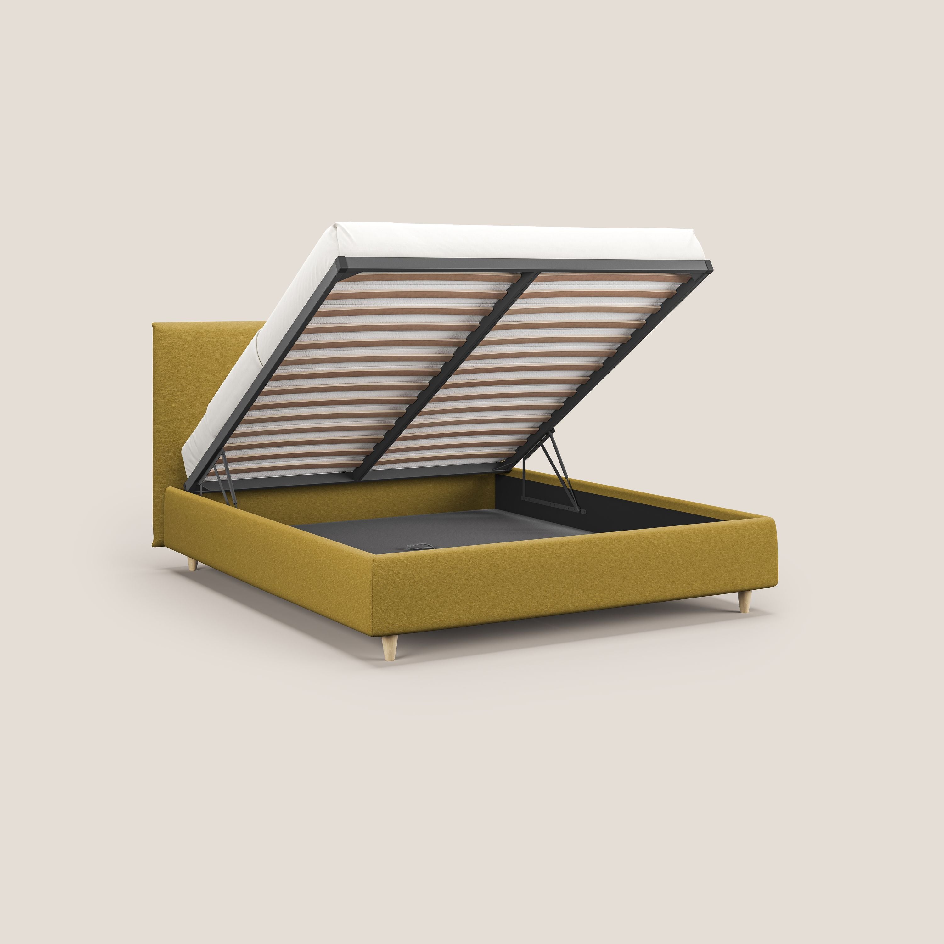 Teresa letto contenitore e sfoderabile in tessuto misto cotone impermeabile T13 giallo - divani.store