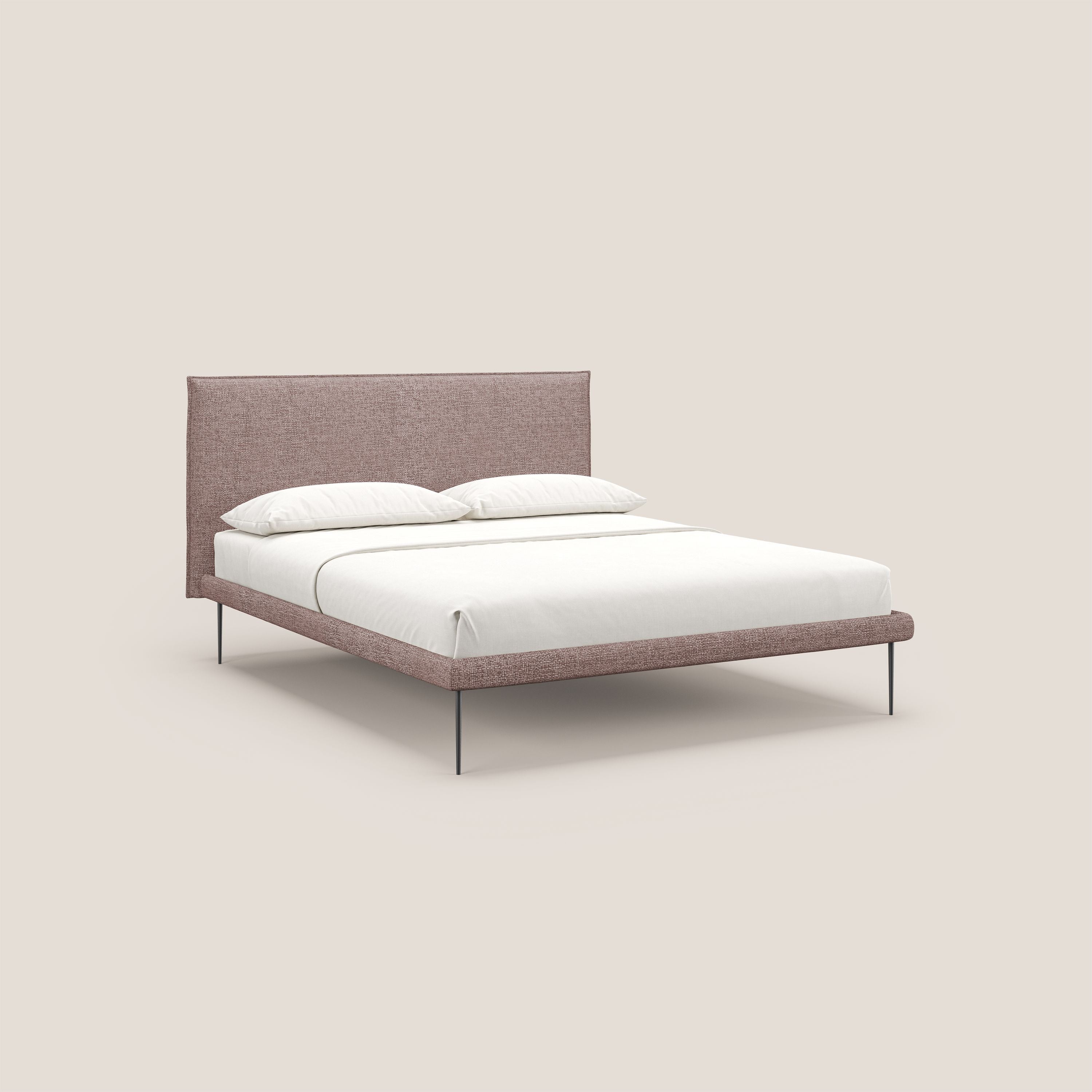 Theo letto imbottito moderno sfoderabile con piedi alti in metallo in tessuto impermeabile T10 rosa - divani.store