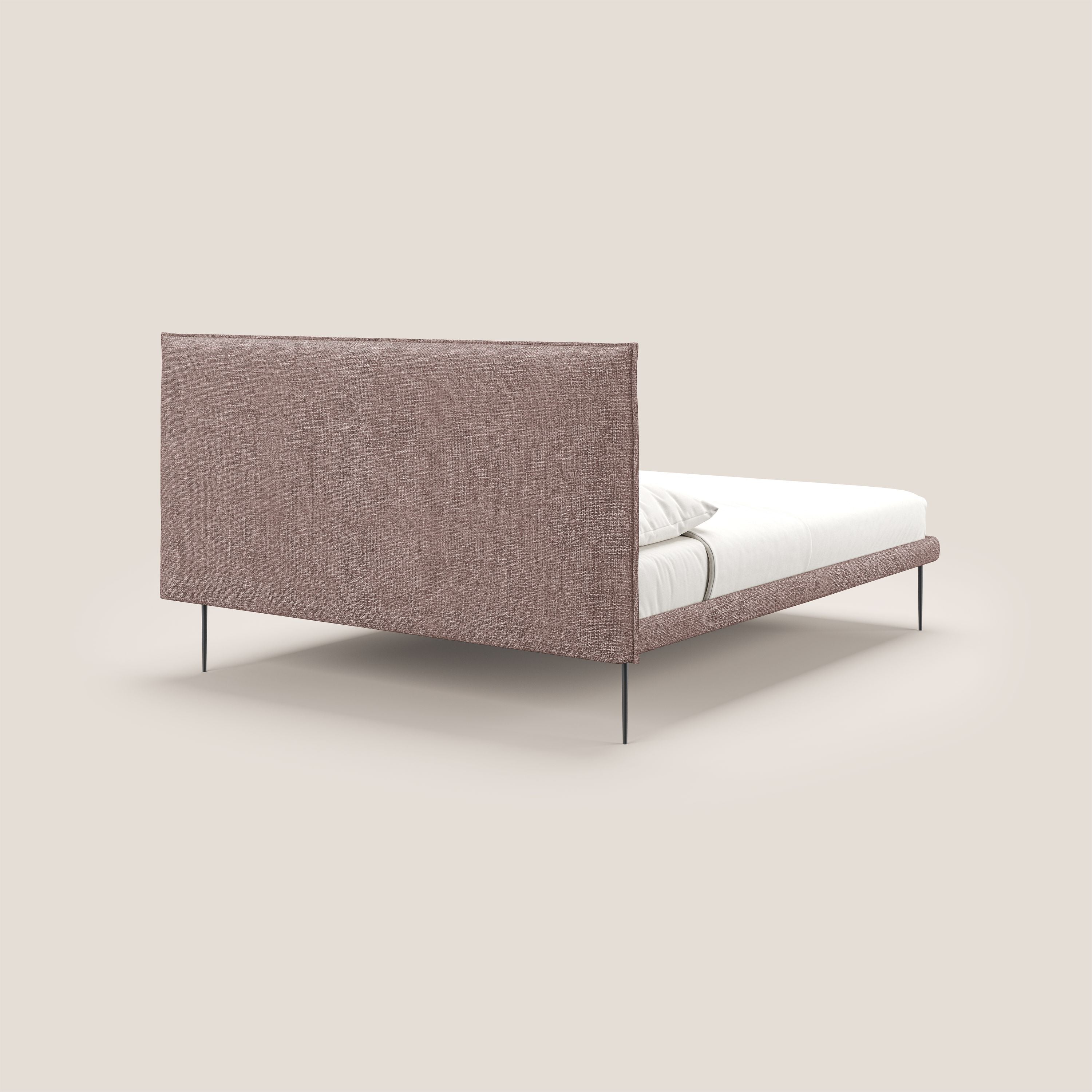 Theo letto imbottito moderno sfoderabile con piedi alti in metallo in tessuto impermeabile T10 rosa - divani.store