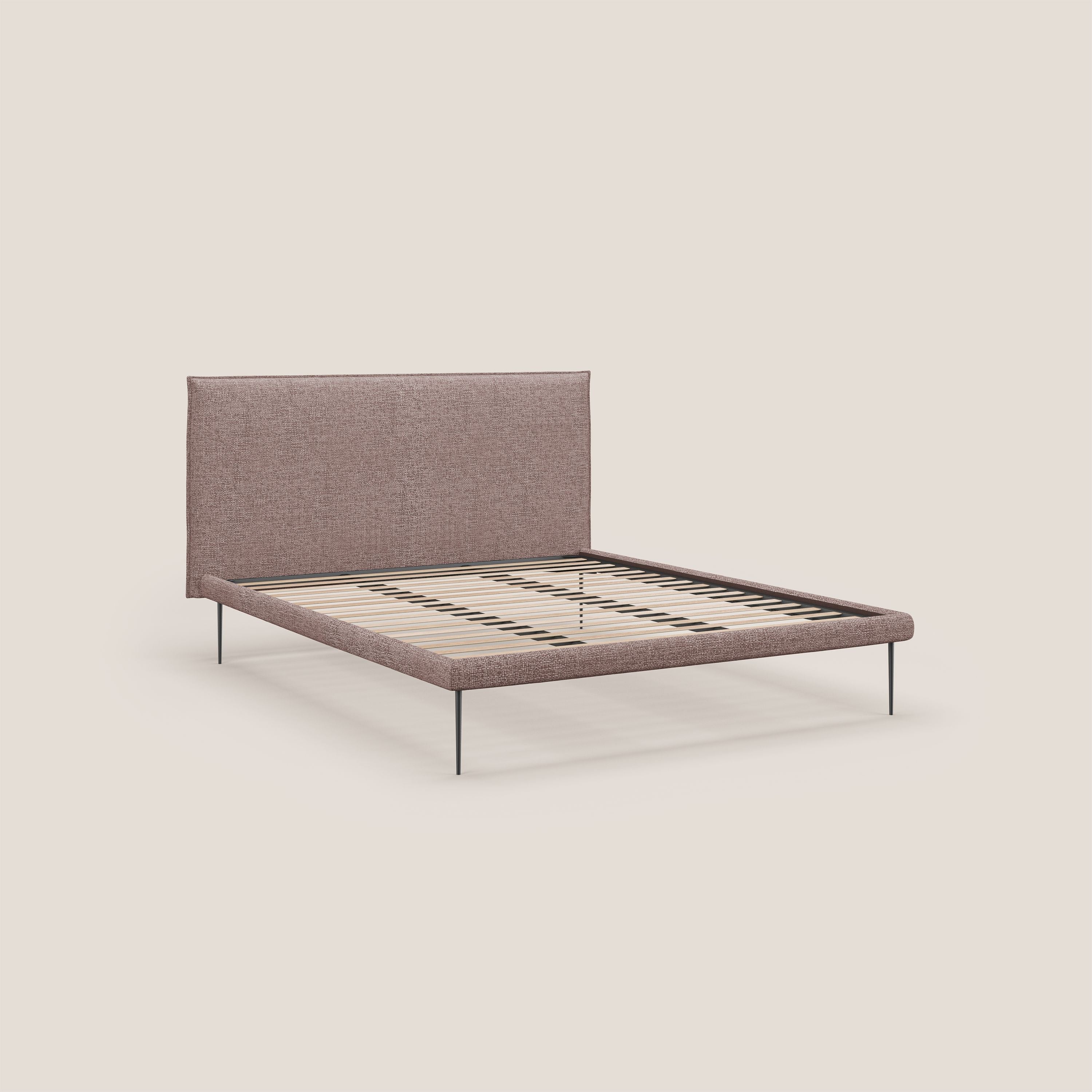 Theo letto imbottito moderno sfoderabile con piedi alti in metallo in tessuto impermeabile T10 rosa - divani.store