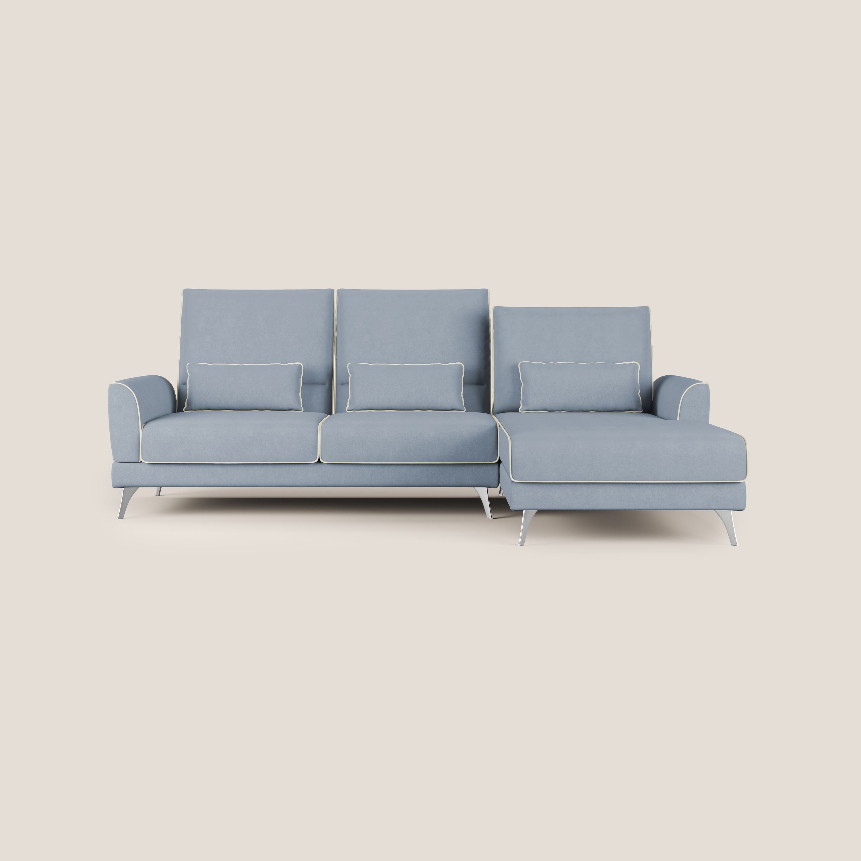 Tommy Divano angolare bicolore con relax e schienali traslanti in microfibra smacchiabile T11 carta da zucchero - bianco - divani.store