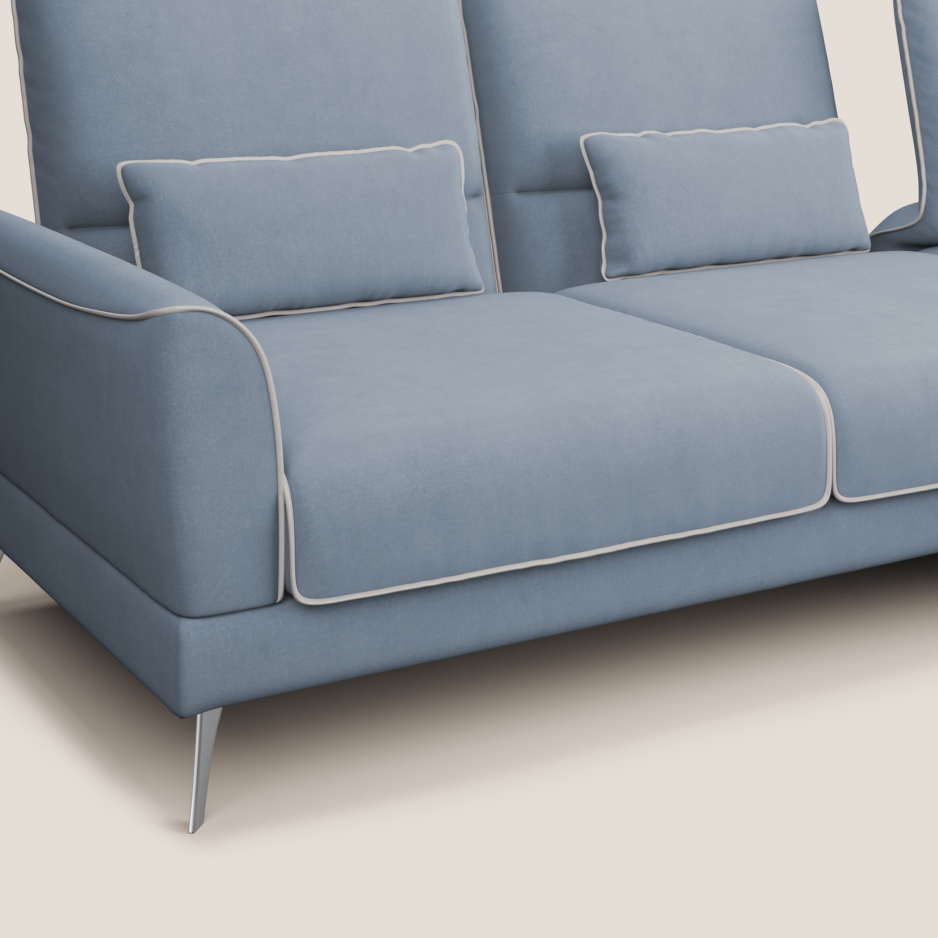 Tommy Divano angolare bicolore con relax e schienali traslanti in microfibra smacchiabile T11 carta da zucchero - bianco - divani.store