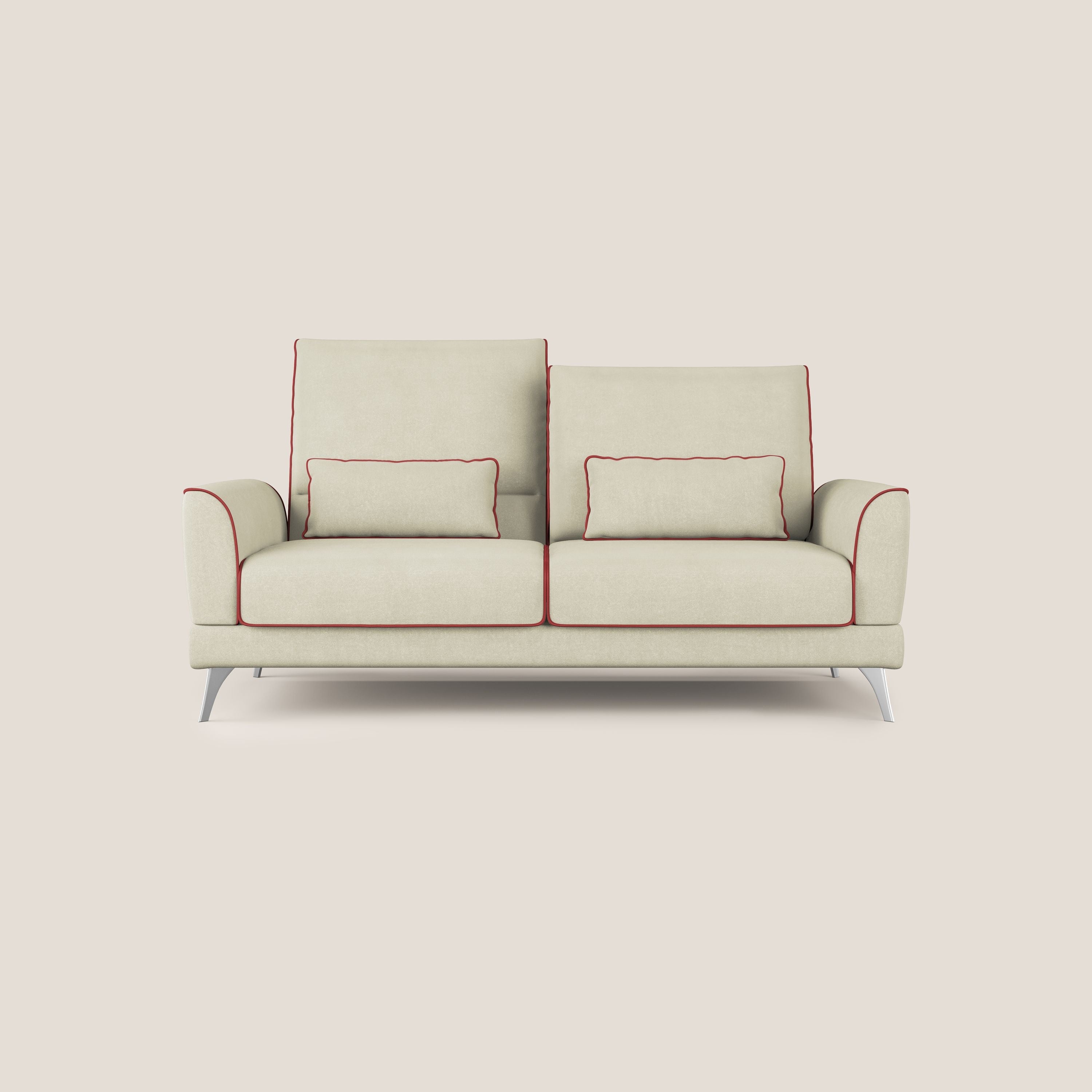 Tommy Divano relax bicolore con schienali traslanti in microfibra smacchiabile T11 panna - rosso - divani.store