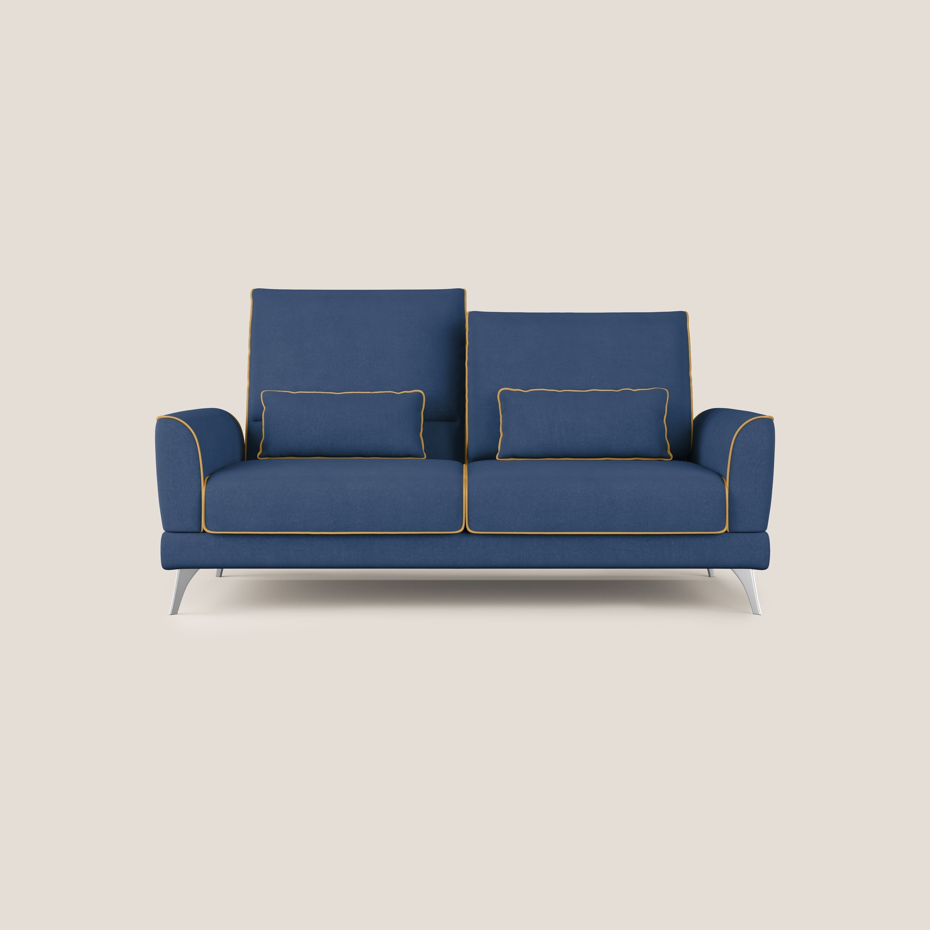 Tommy Divano relax bicolore con schienali traslanti in microfibra smacchiabile T11 blu - giallo - divani.store