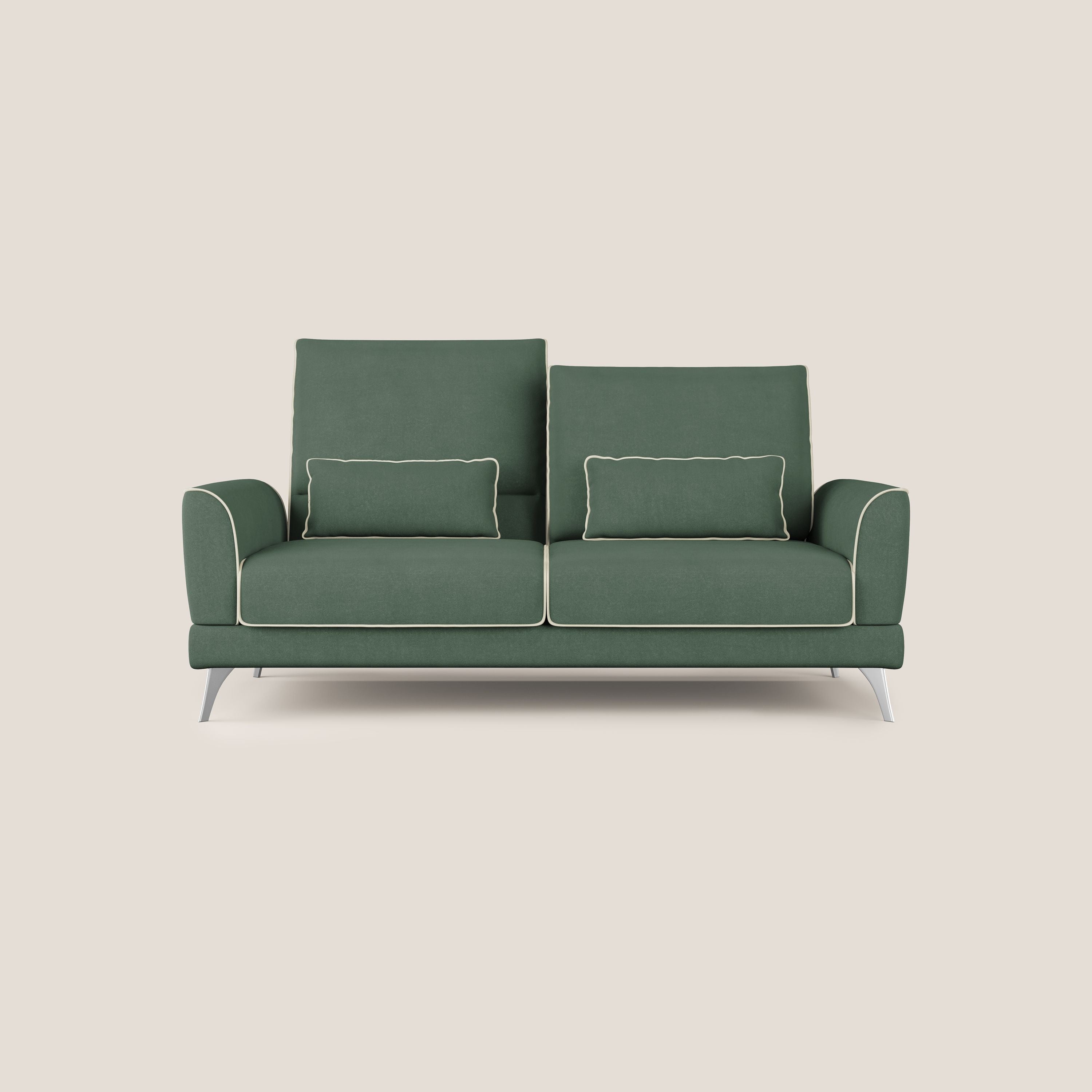 Tommy Divano relax bicolore con schienali traslanti in microfibra smacchiabile T11 verde - panna - divani.store