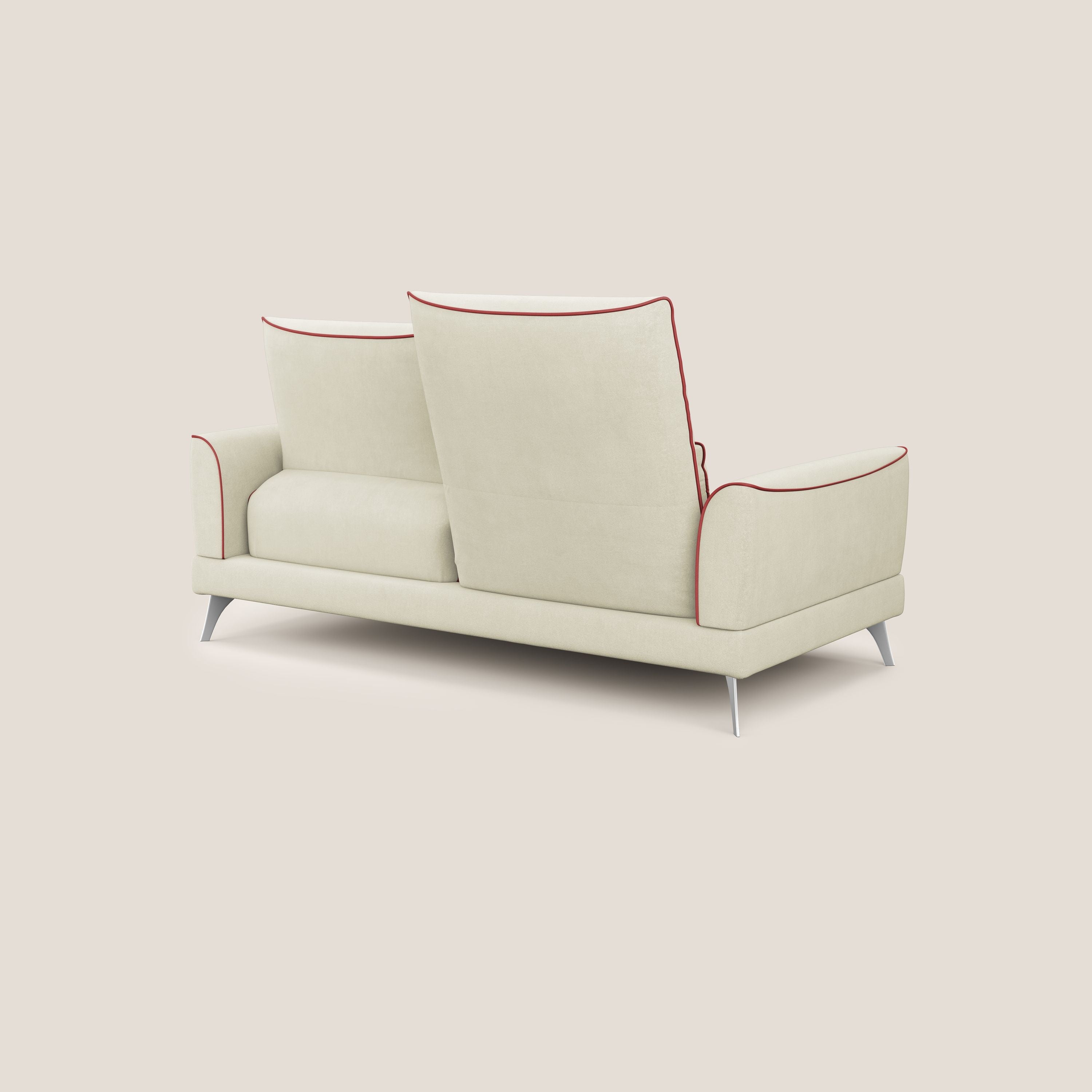 Tommy Divano relax bicolore con schienali traslanti in microfibra smacchiabile T11 panna - rosso - divani.store