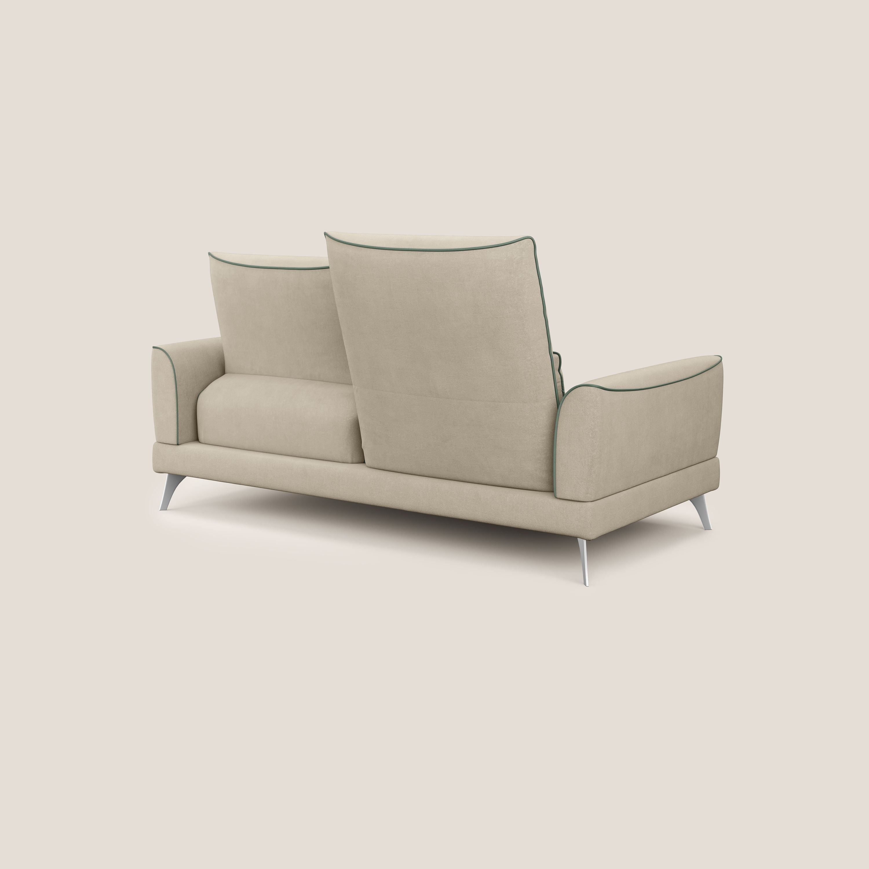 Tommy Divano relax bicolore con schienali traslanti in microfibra smacchiabile T11 tortora - verde - divani.store