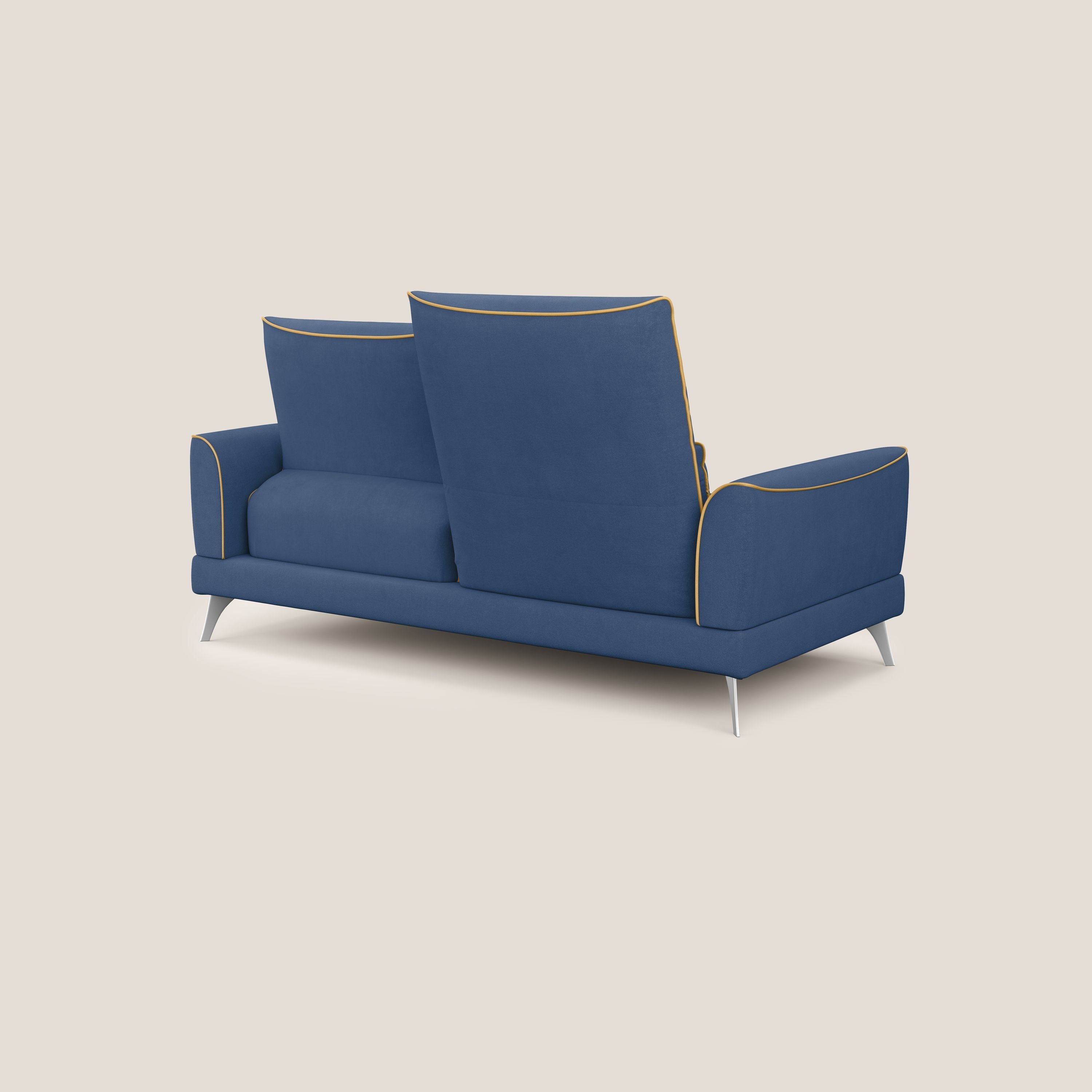 Tommy Divano relax bicolore con schienali traslanti in microfibra smacchiabile T11 blu - giallo - divani.store