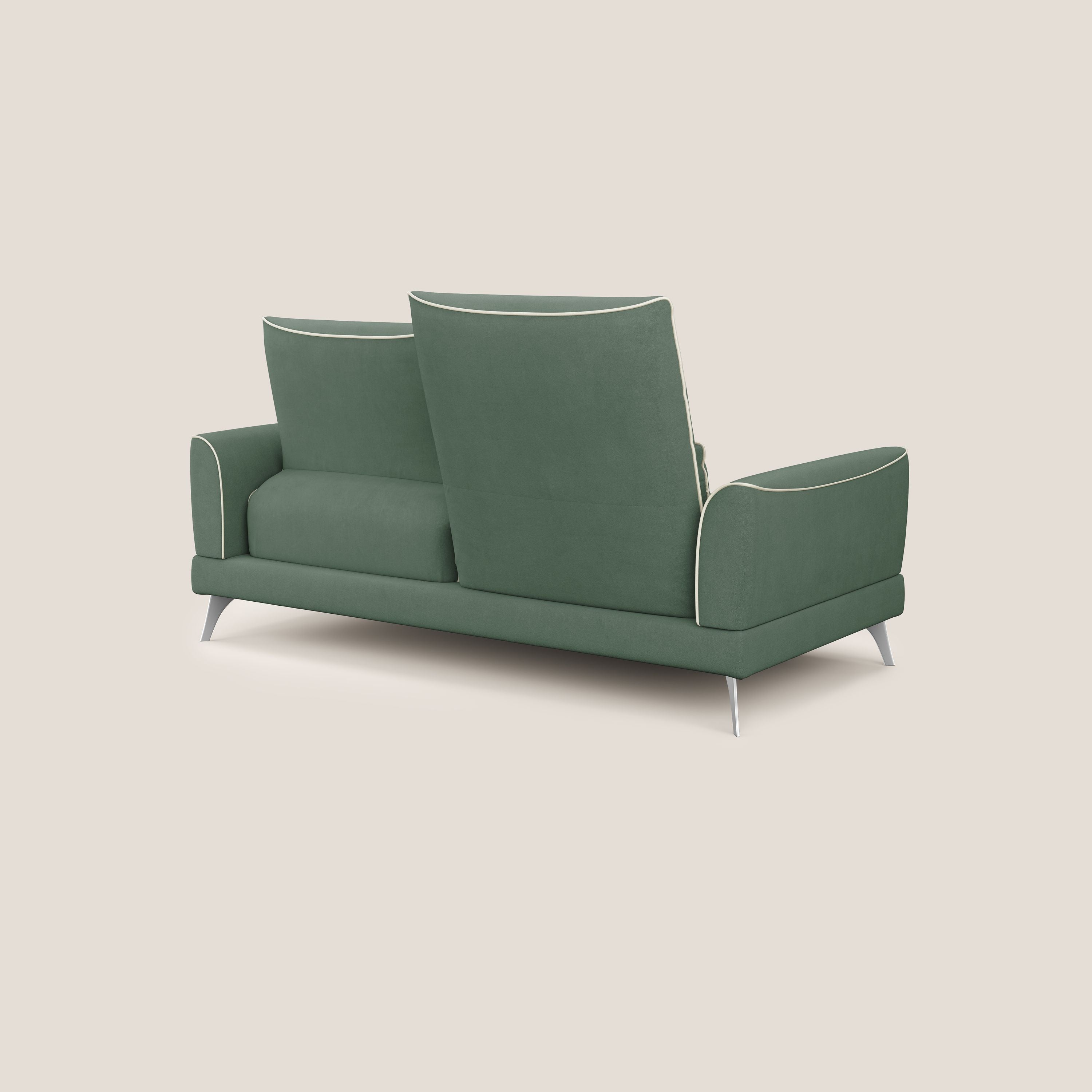 Tommy Divano relax bicolore con schienali traslanti in microfibra smacchiabile T11 verde - panna - divani.store
