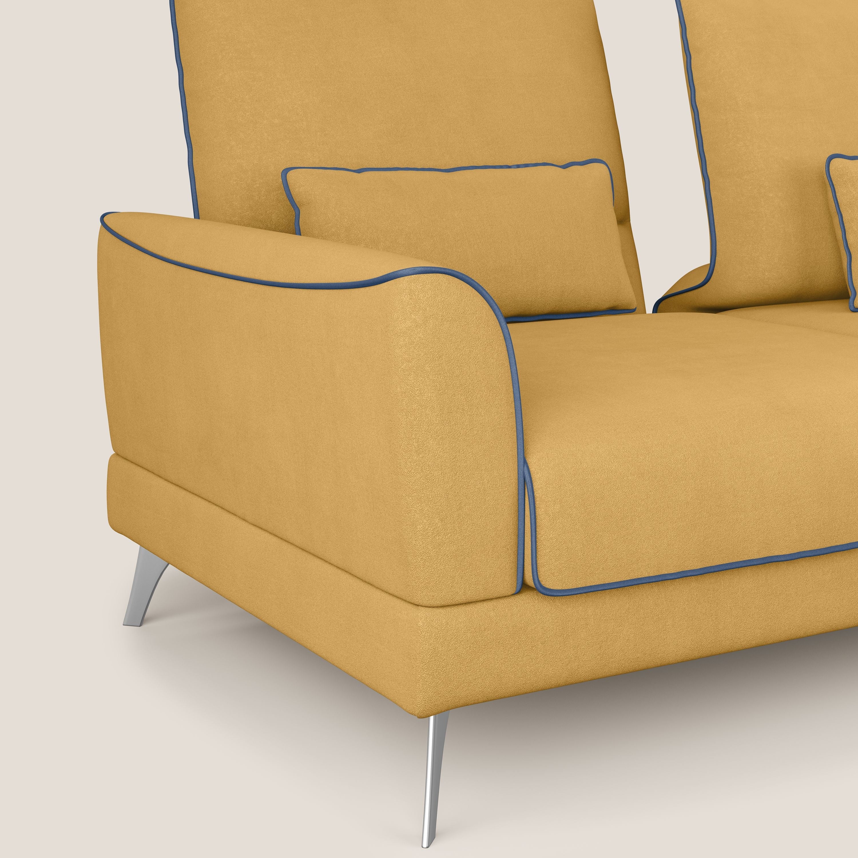 Tommy Divano relax bicolore con schienali traslanti in microfibra smacchiabile T11 giallo - blu - divani.store