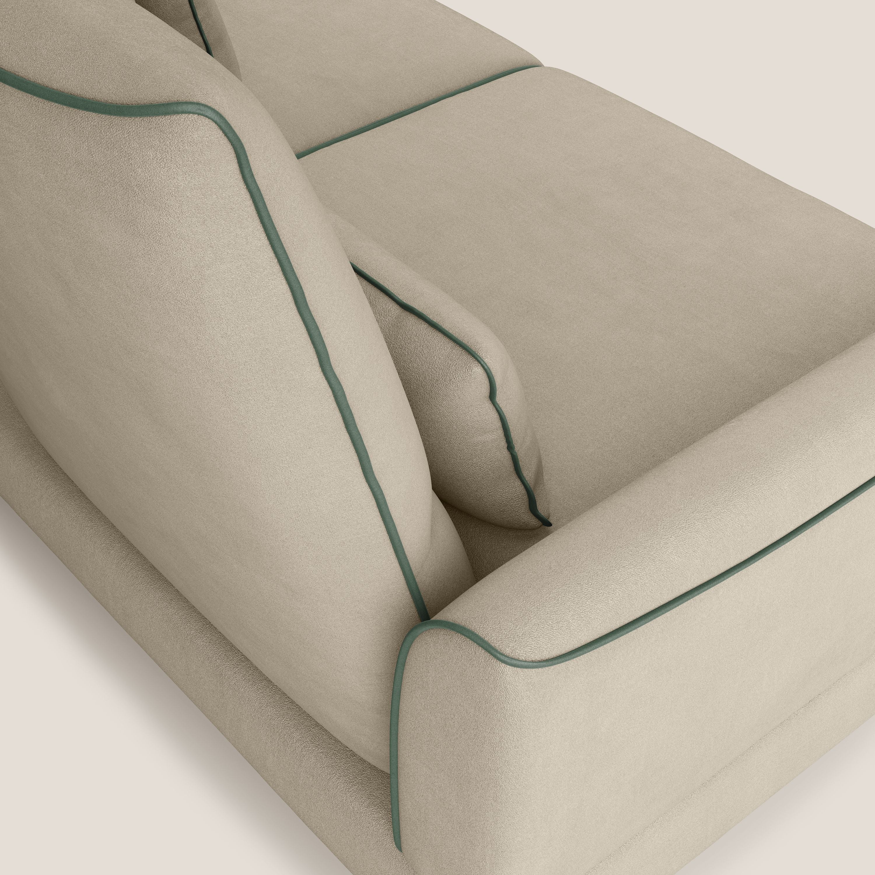 Tommy Divano relax bicolore con schienali traslanti in microfibra smacchiabile T11 tortora - verde - divani.store