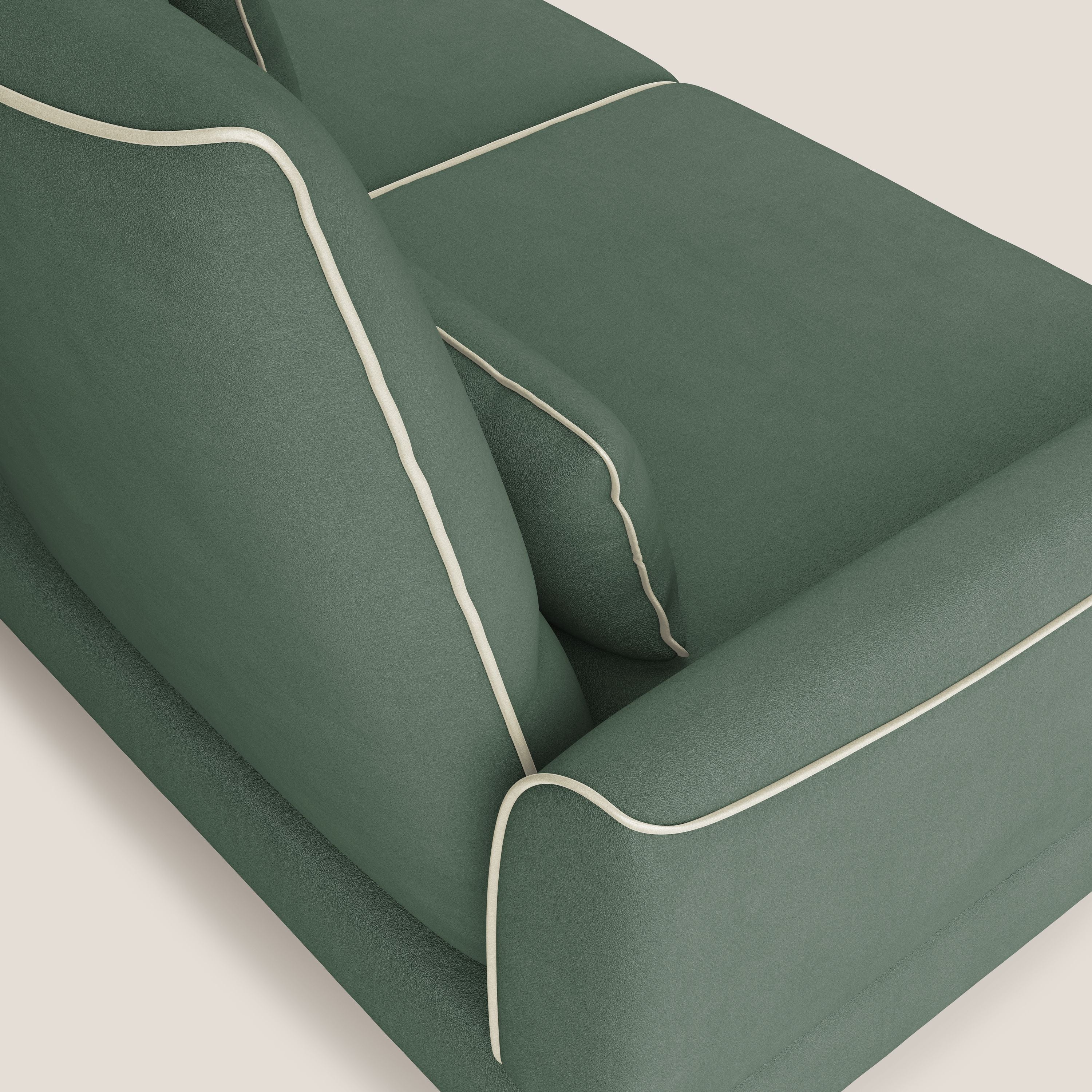 Tommy Divano relax bicolore con schienali traslanti in microfibra smacchiabile T11 verde - panna - divani.store