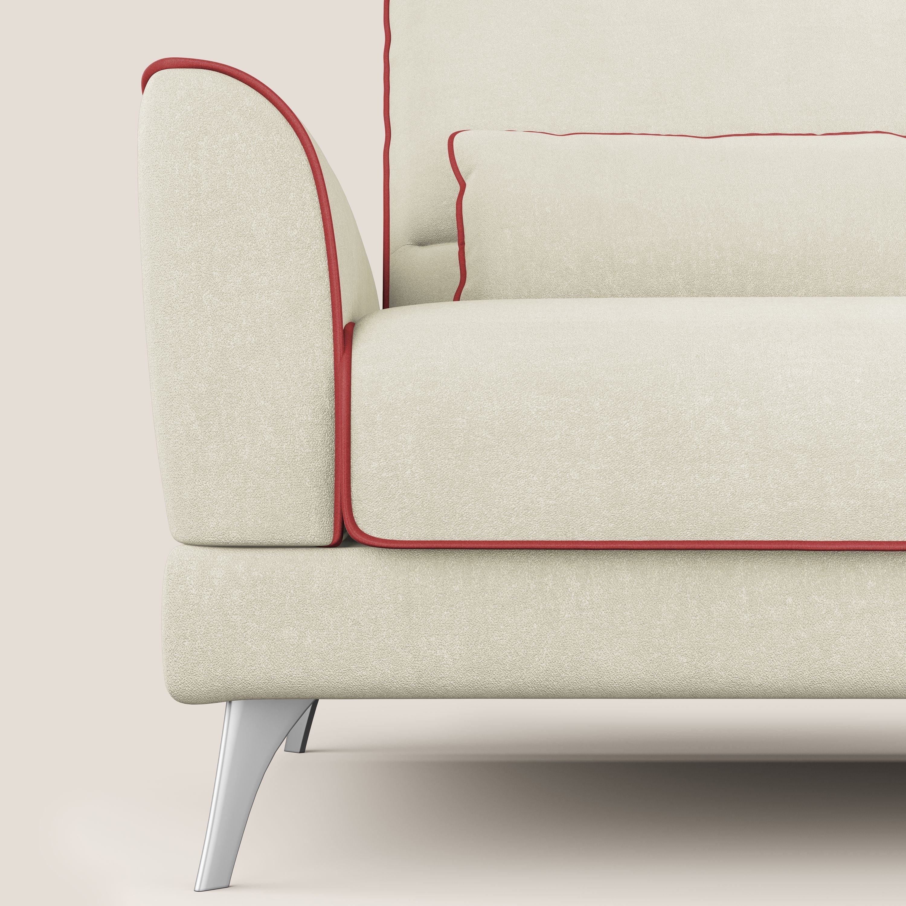 Tommy Divano angolare bicolore con relax e schienali traslanti in microfibra smacchiabile T11 panna - rosso - divani.store