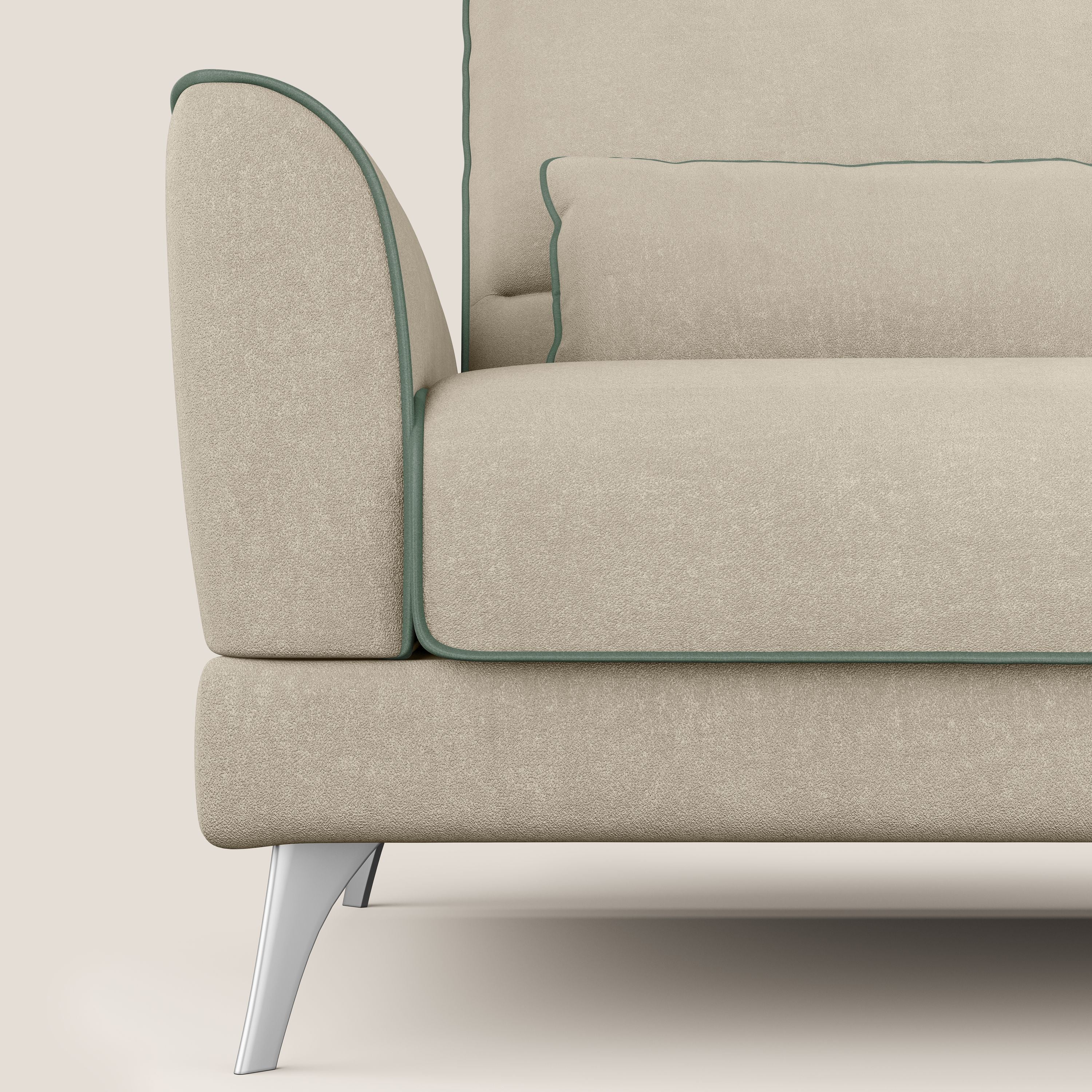 Tommy Divano relax bicolore con schienali traslanti in microfibra smacchiabile T11 tortora - verde - divani.store