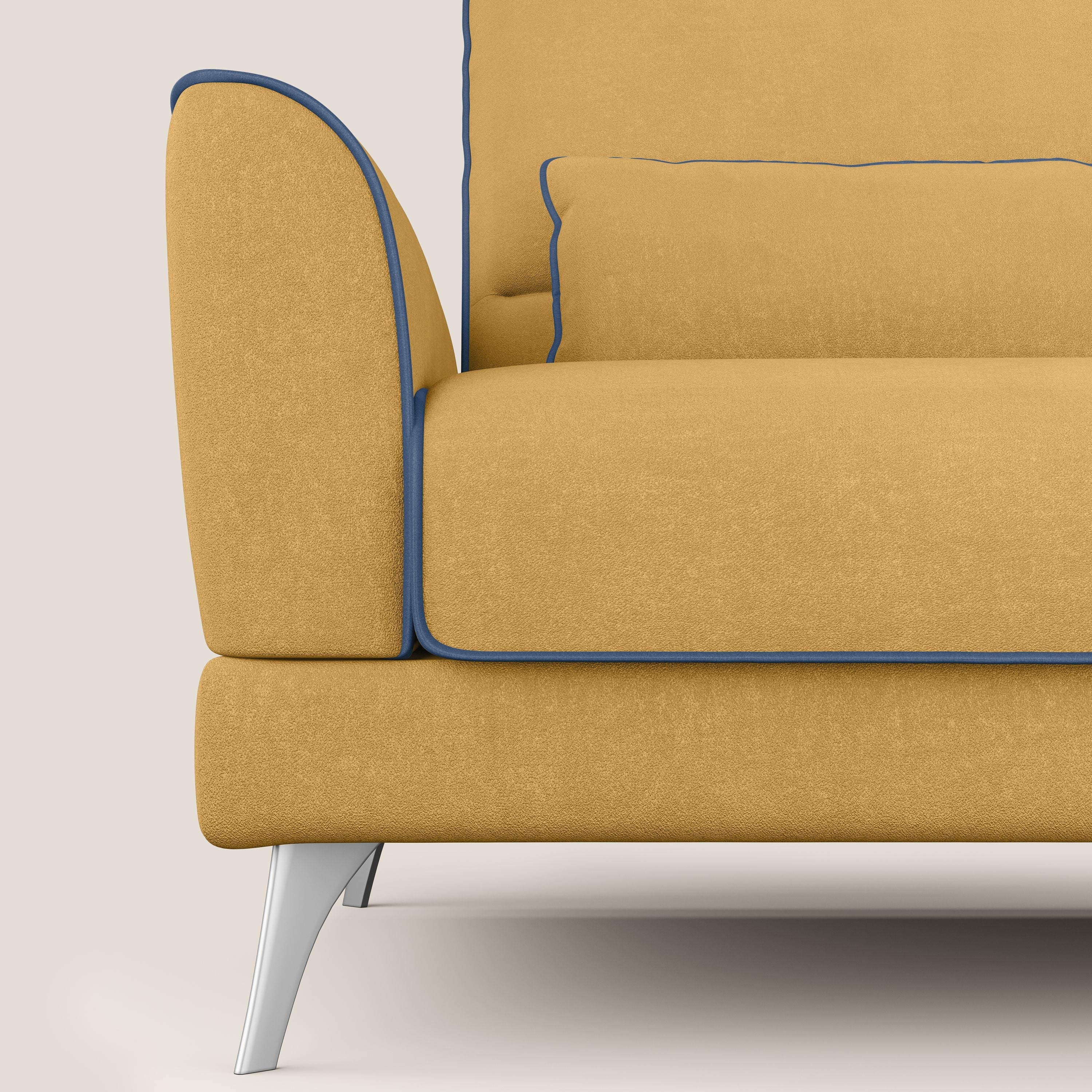 Tommy Divano relax bicolore con schienali traslanti in microfibra smacchiabile T11 giallo - blu - divani.store