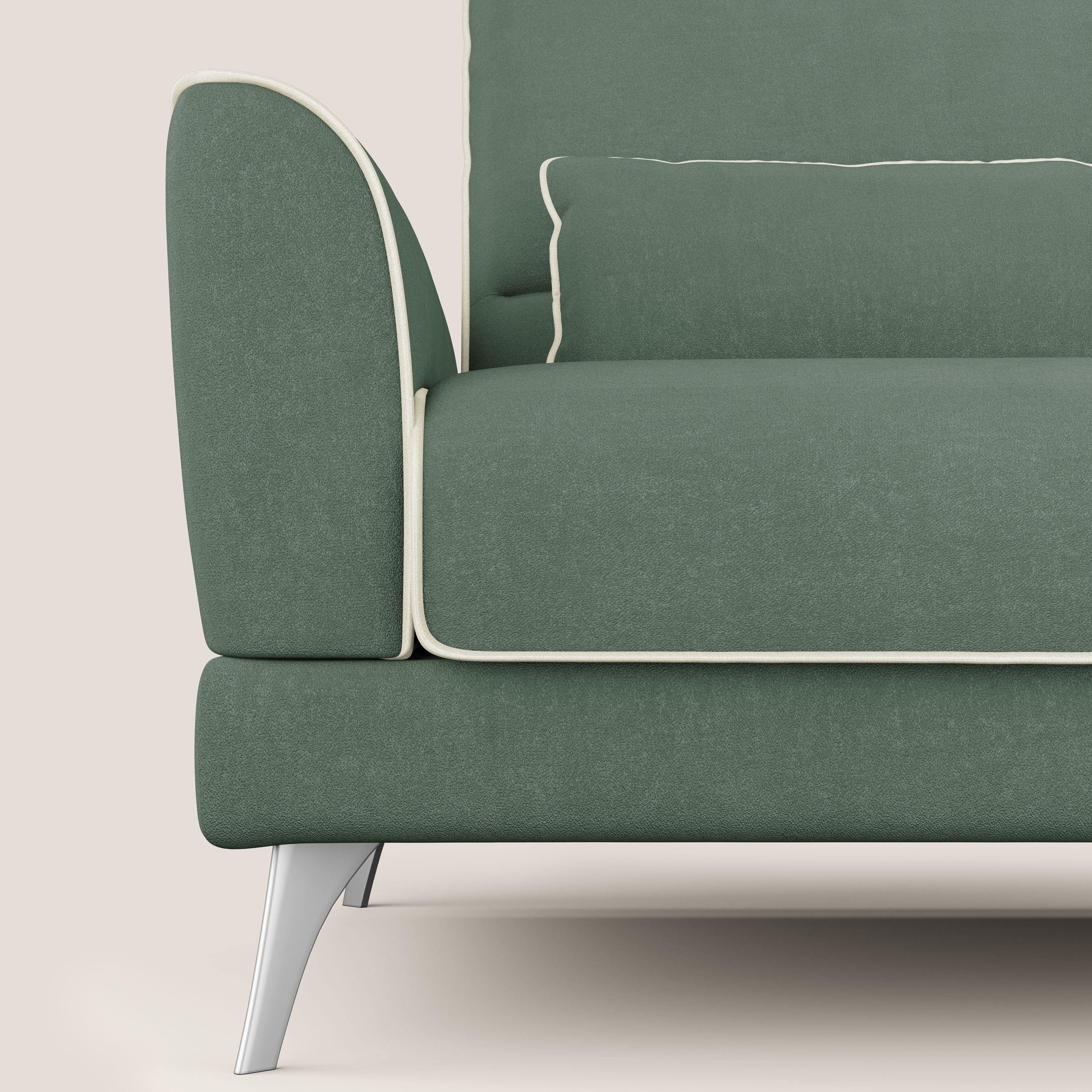 Tommy Divano relax bicolore con schienali traslanti in microfibra smacchiabile T11 verde - panna - divani.store