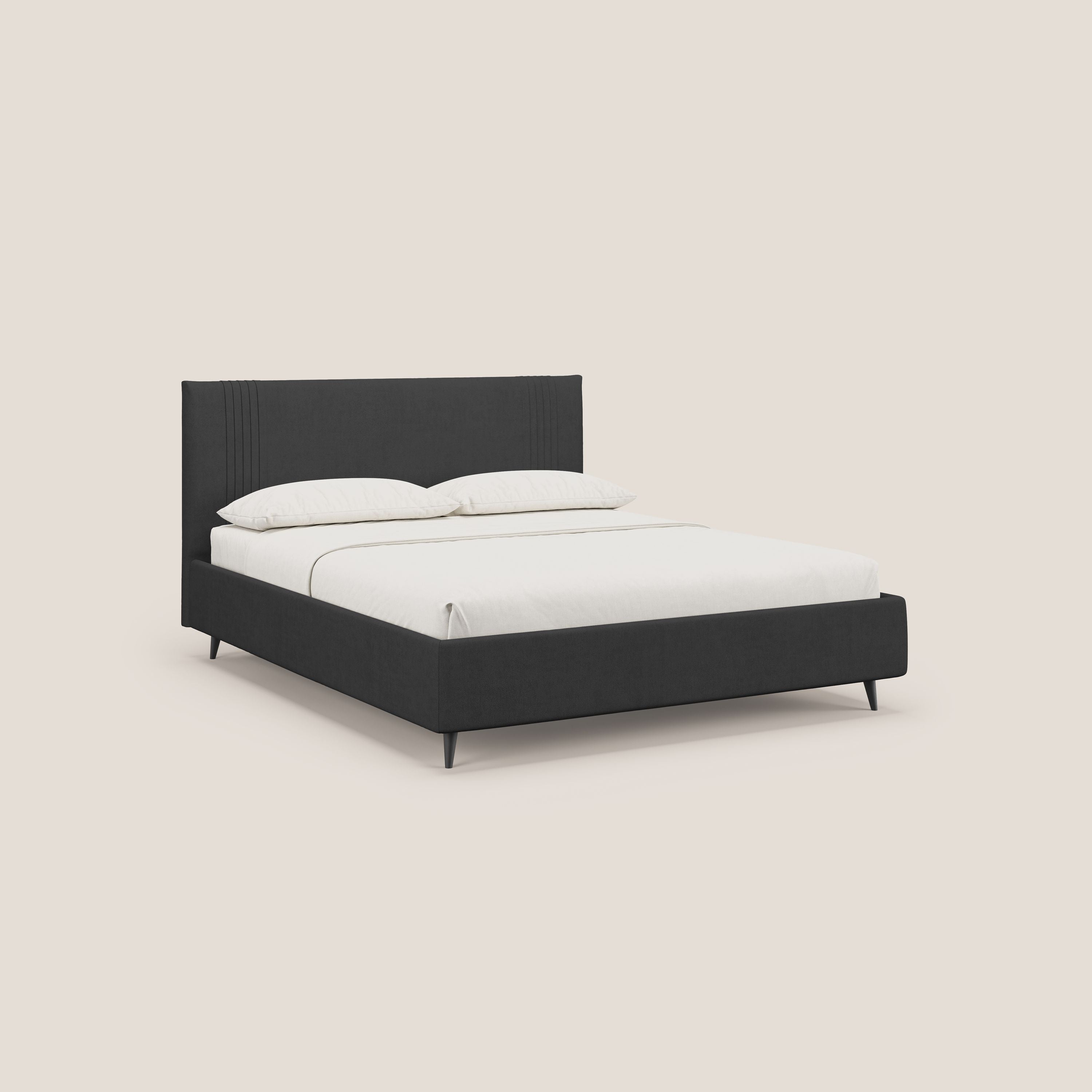 Yvonne letto contenitore in morbido tessuto impermeabile T02 nero - divani.store