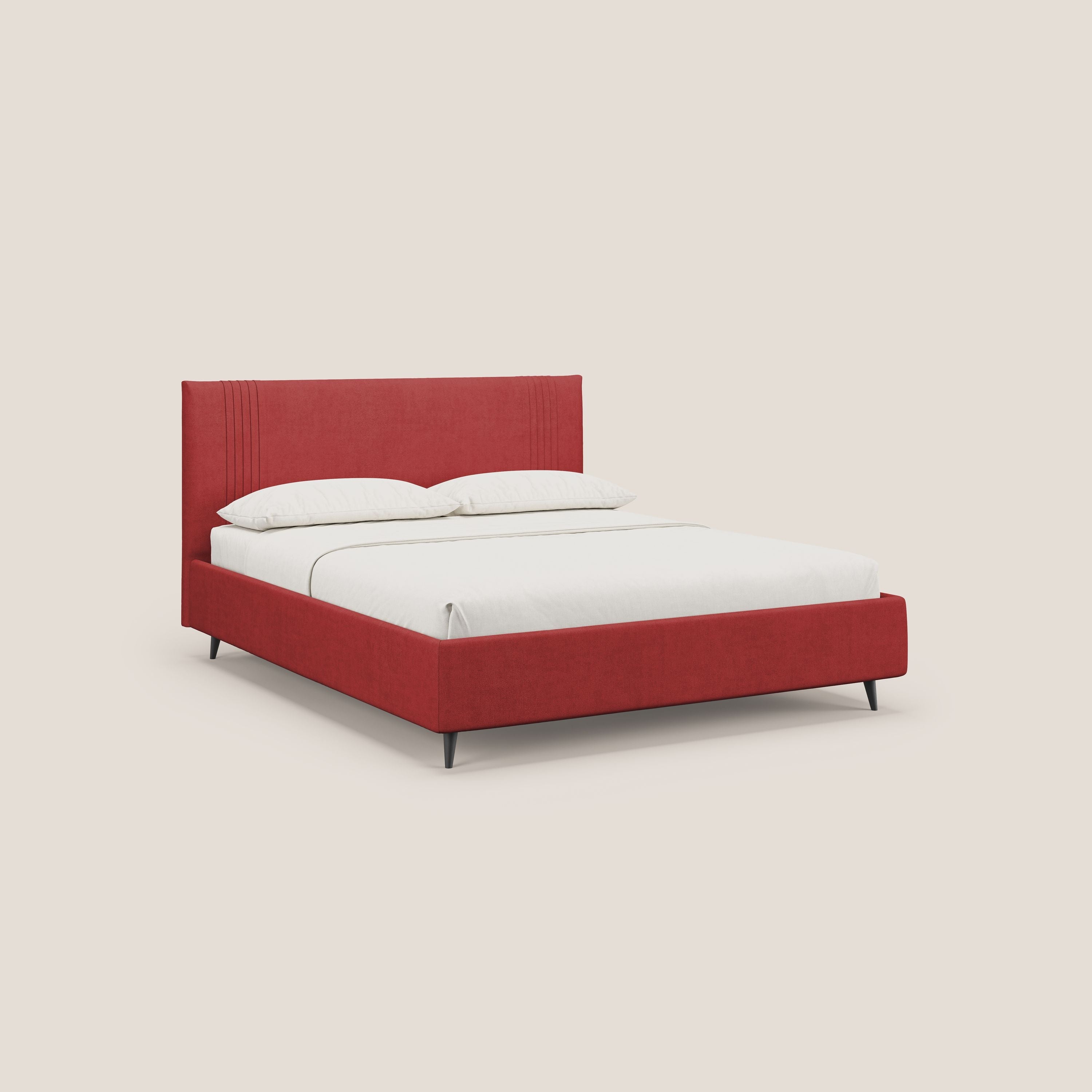 Yvonne letto contenitore in morbido tessuto impermeabile T02 rosso - divani.store