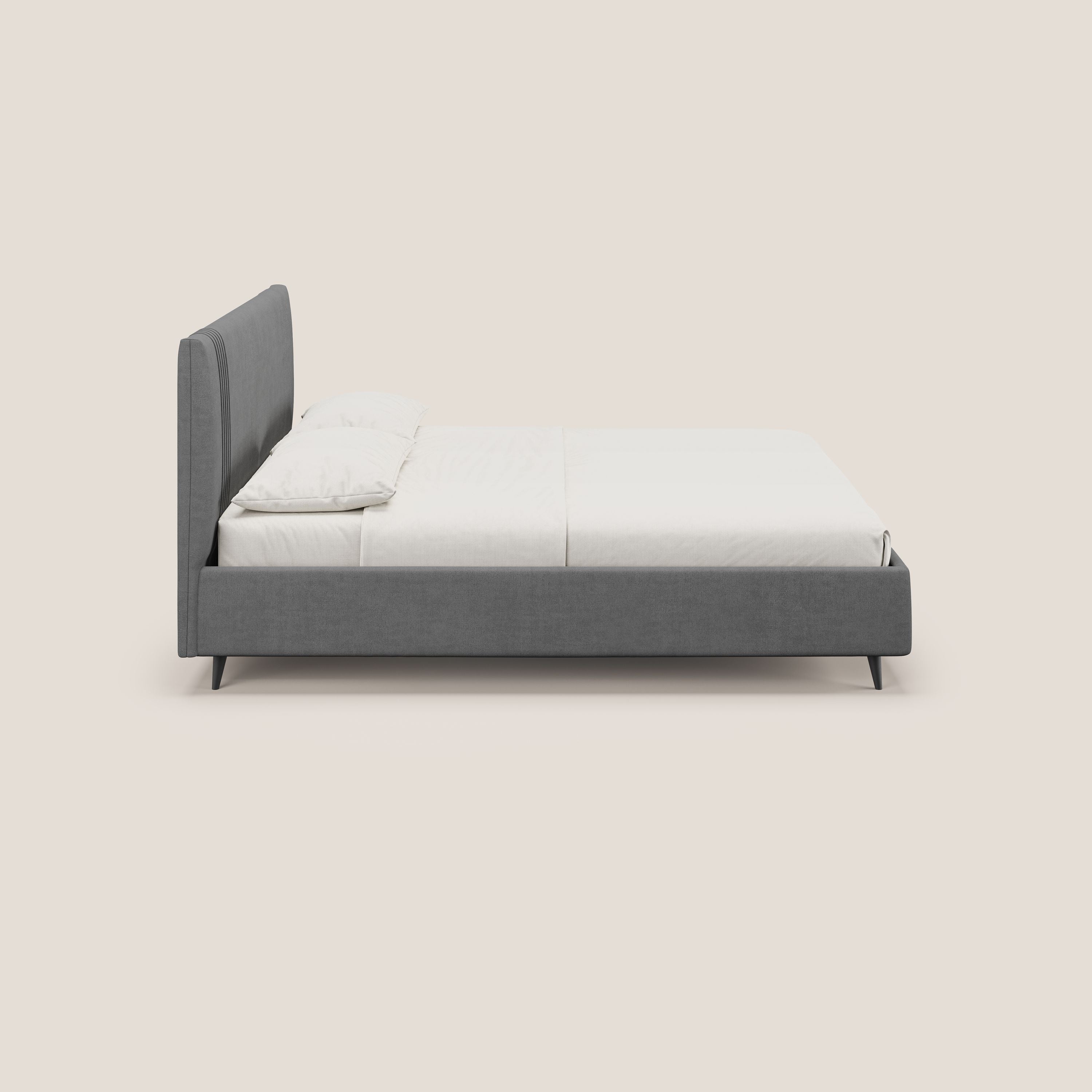 Yvonne letto contenitore in morbido tessuto impermeabile T02 grigio - divani.store