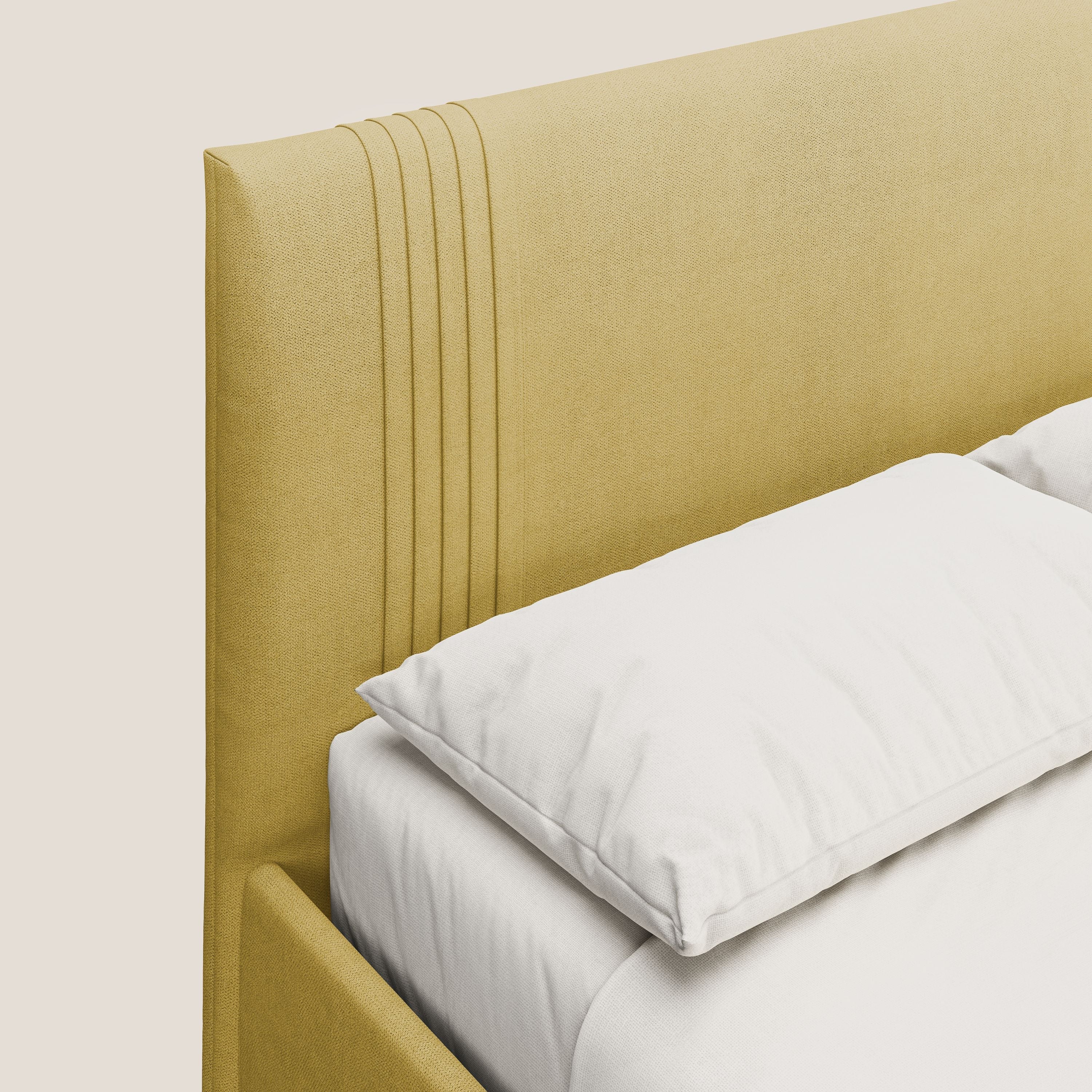 Yvonne letto contenitore in morbido tessuto impermeabile T02 giallo - divani.store