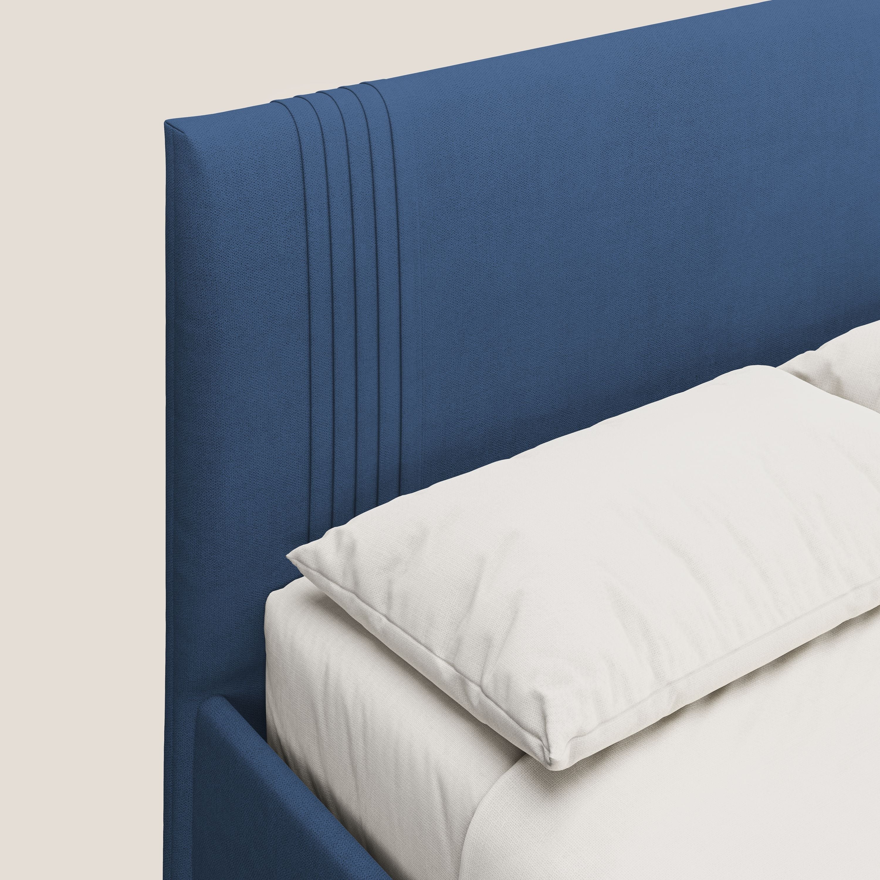 Yvonne letto contenitore in morbido tessuto impermeabile T02 blu - divani.store