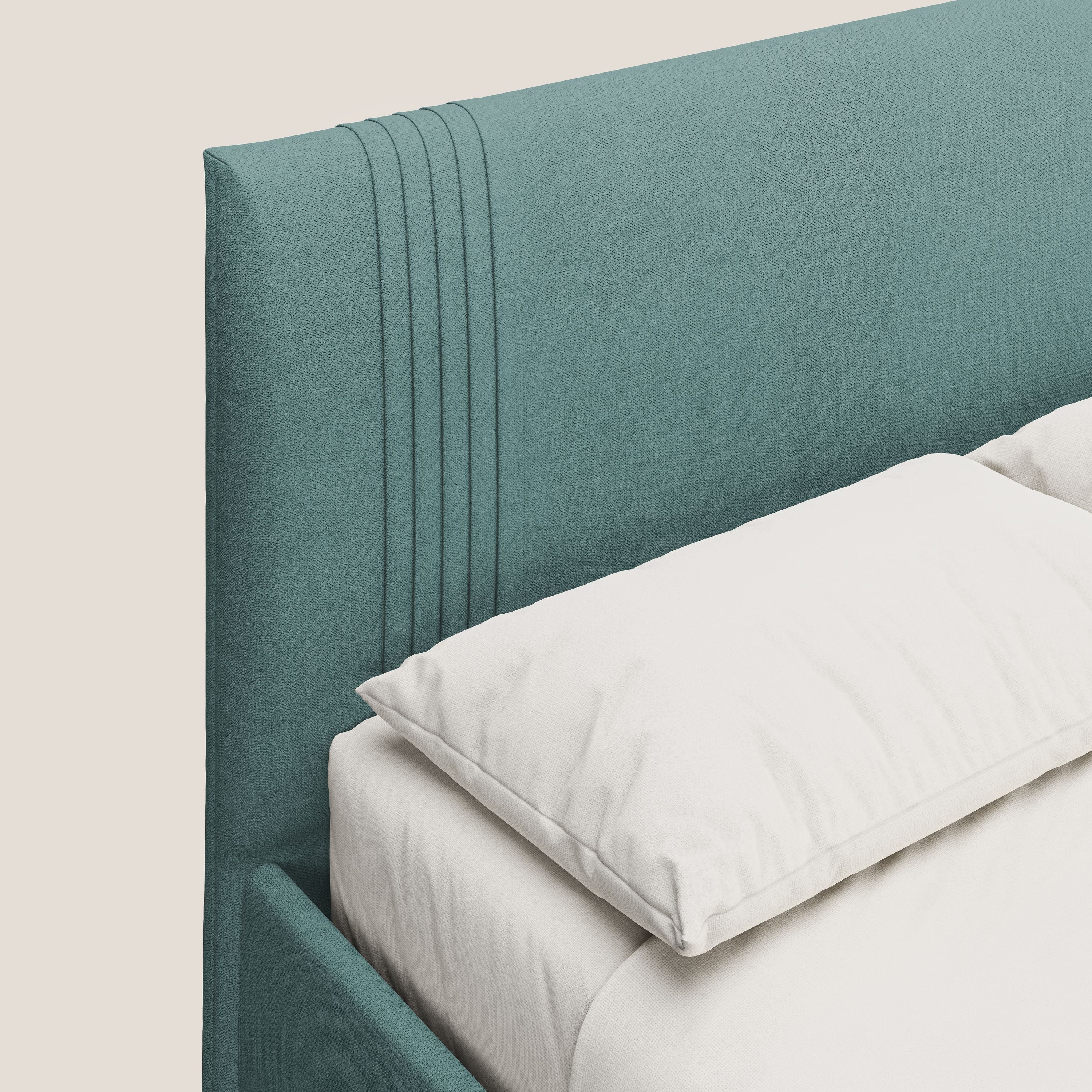 Yvonne letto contenitore in morbido tessuto impermeabile T02 petrolio - divani.store