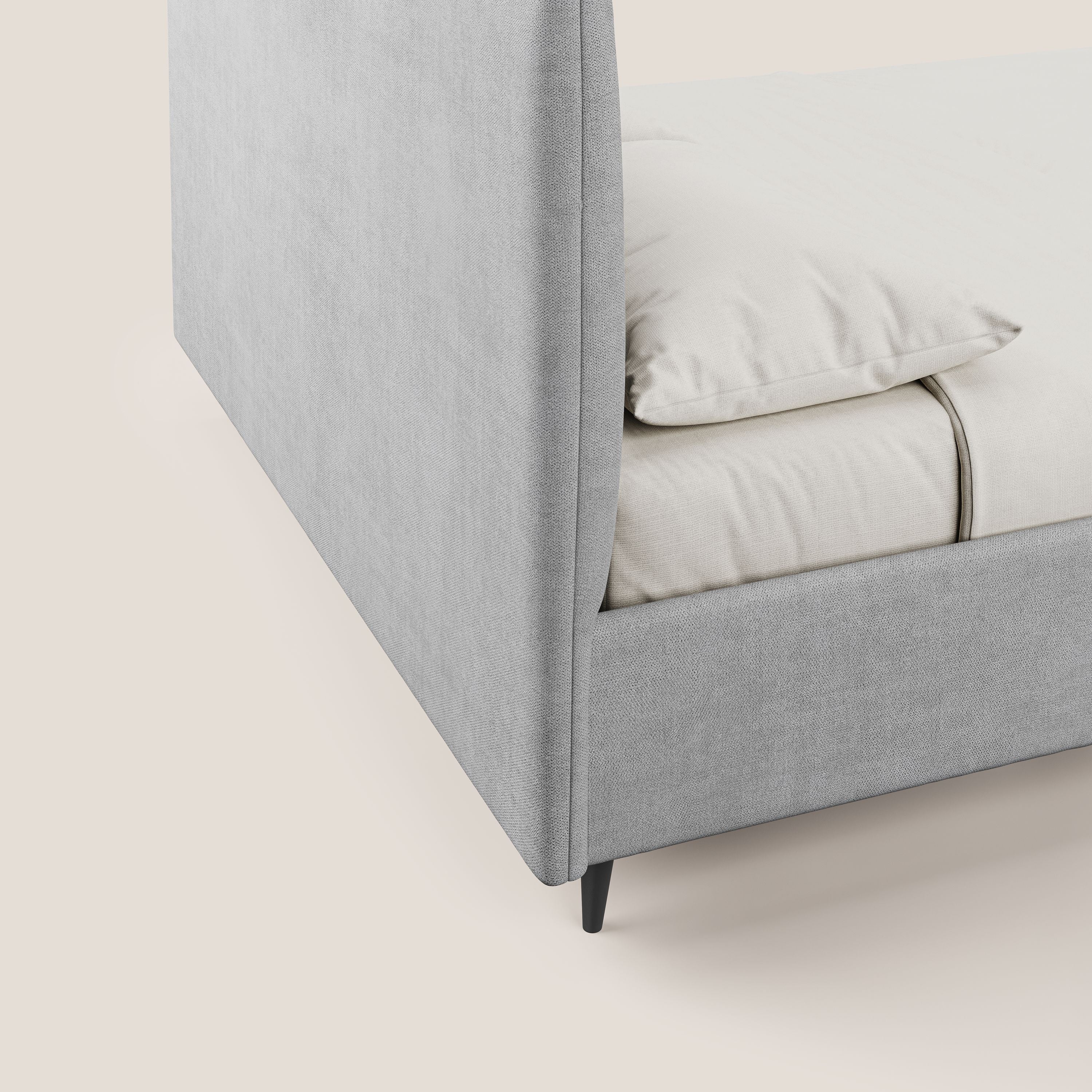 Yvonne letto contenitore in morbido tessuto impermeabile T02 grigio chiaro - divani.store