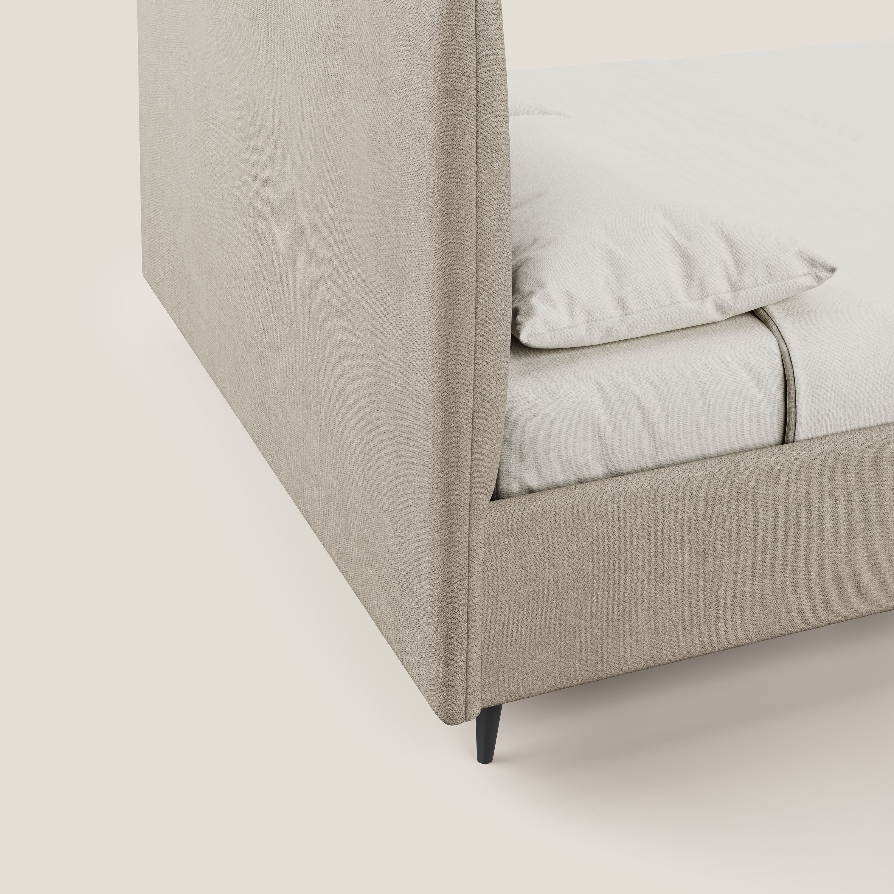Yvonne letto contenitore in morbido tessuto impermeabile T02 beige - divani.store
