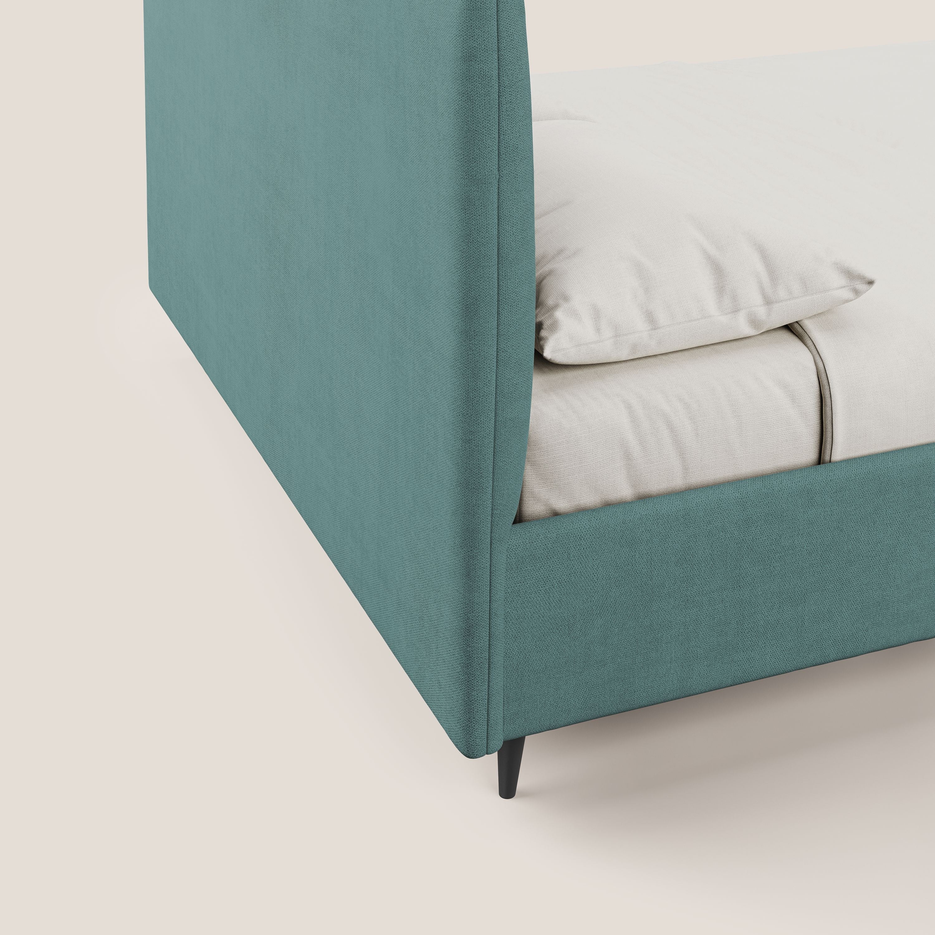 Yvonne letto contenitore in morbido tessuto impermeabile T02 petrolio - divani.store