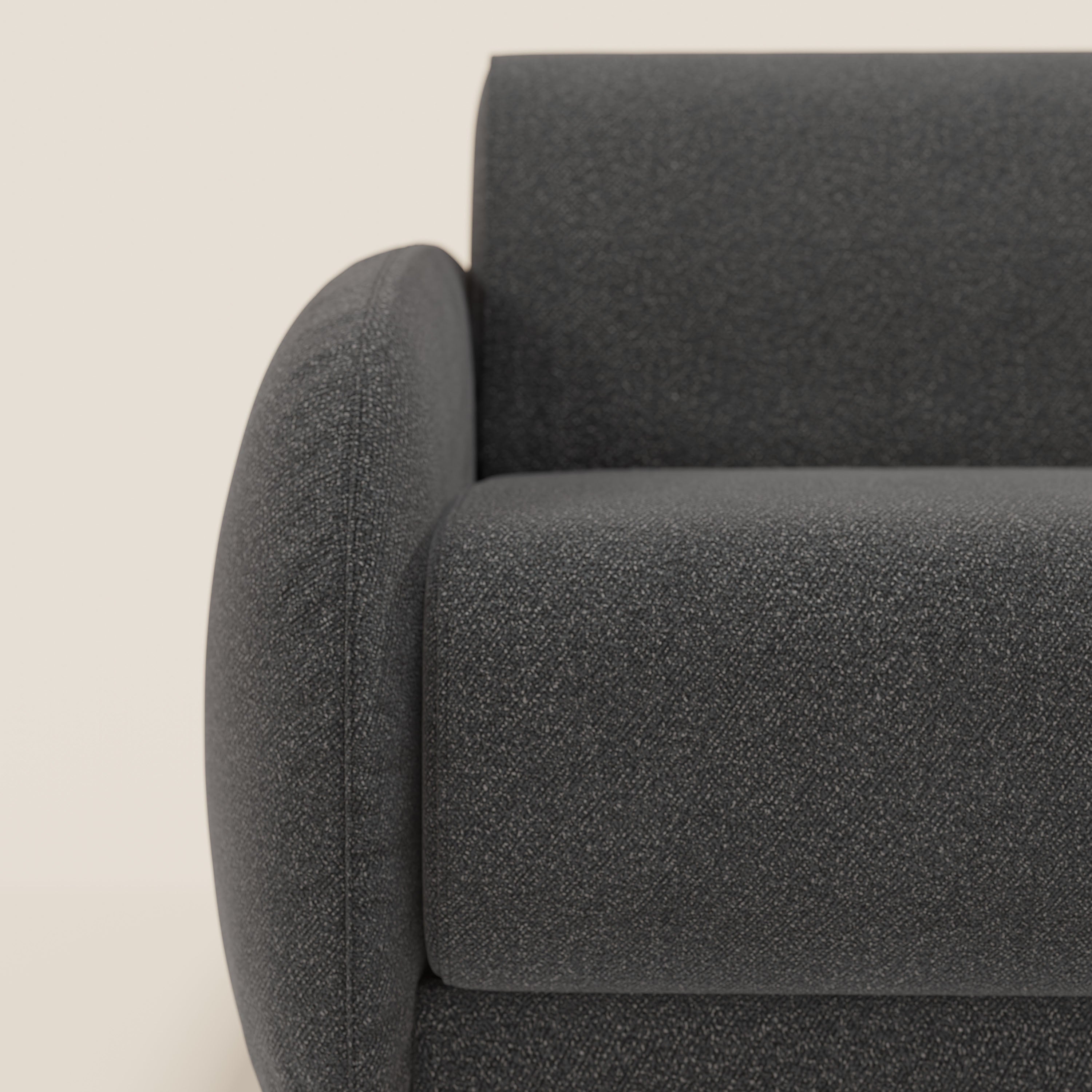 Giglio divano letto angolare con materasso alto 18 cm e penisola contenitore in morbido bouclé impermeabile T07 - divani.store