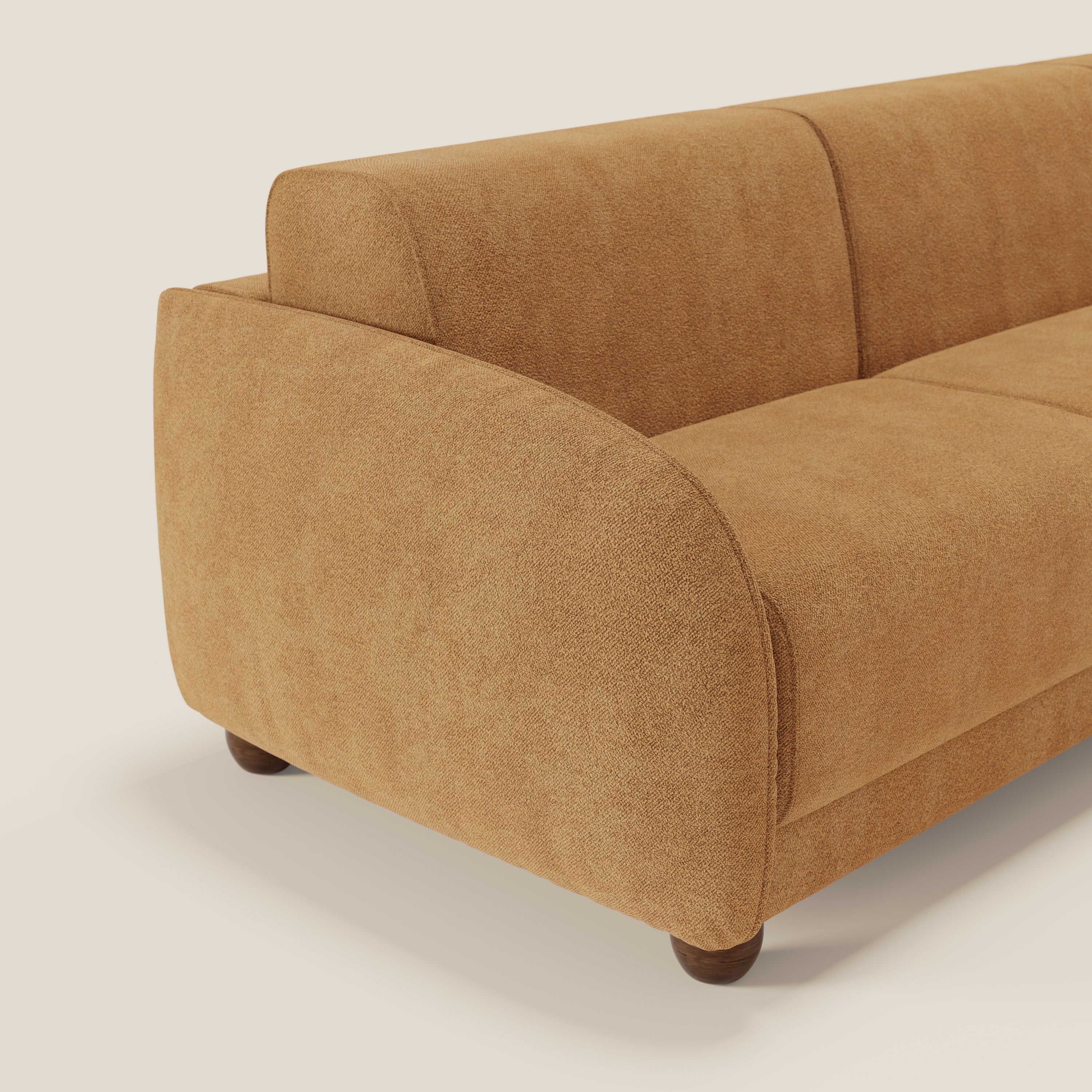 Giglio divano letto angolare con materasso alto 18 cm e penisola contenitore in morbido bouclé impermeabile T07 - divani.store