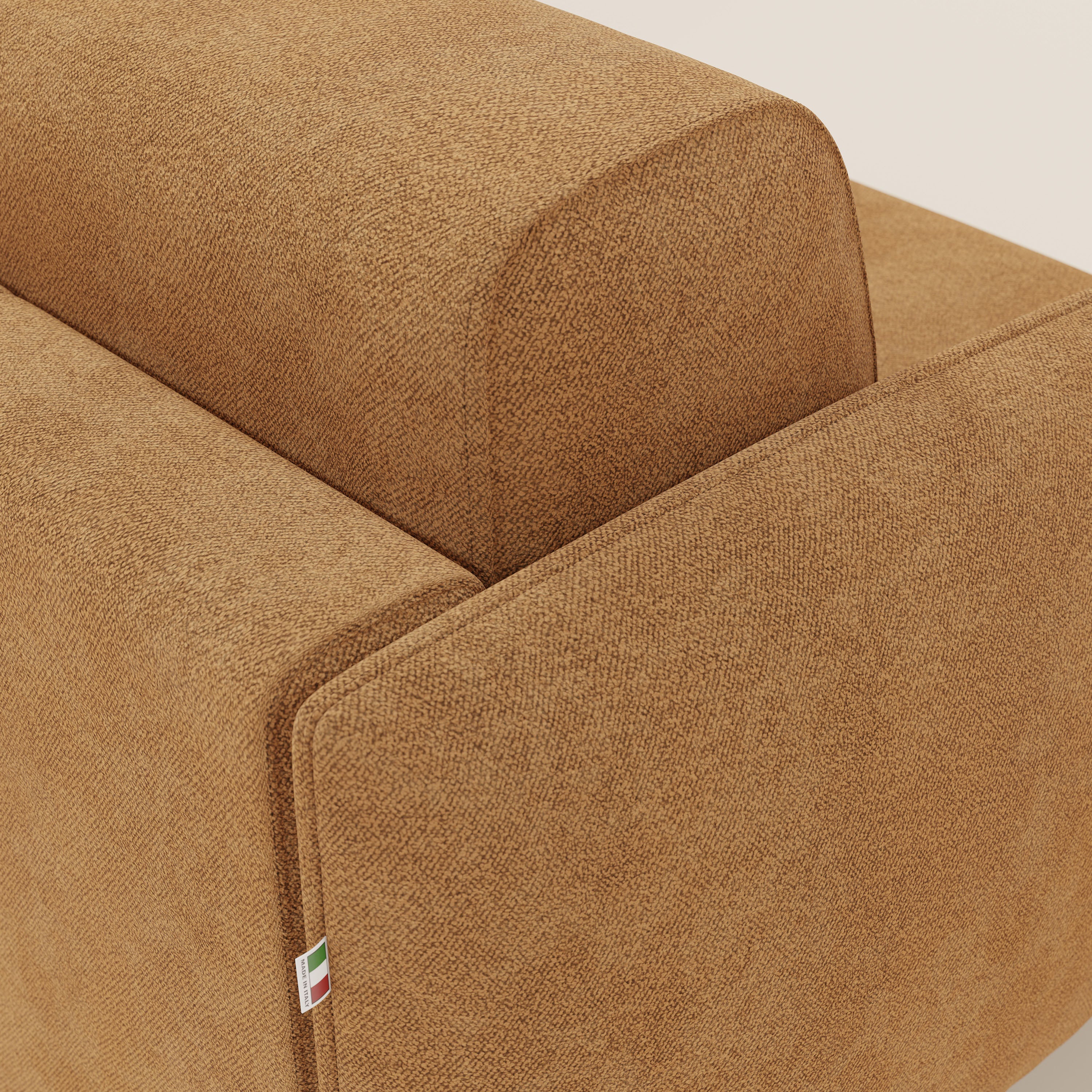 Giglio divano letto angolare con materasso alto 18 cm e penisola contenitore in morbido bouclé impermeabile T07 - divani.store