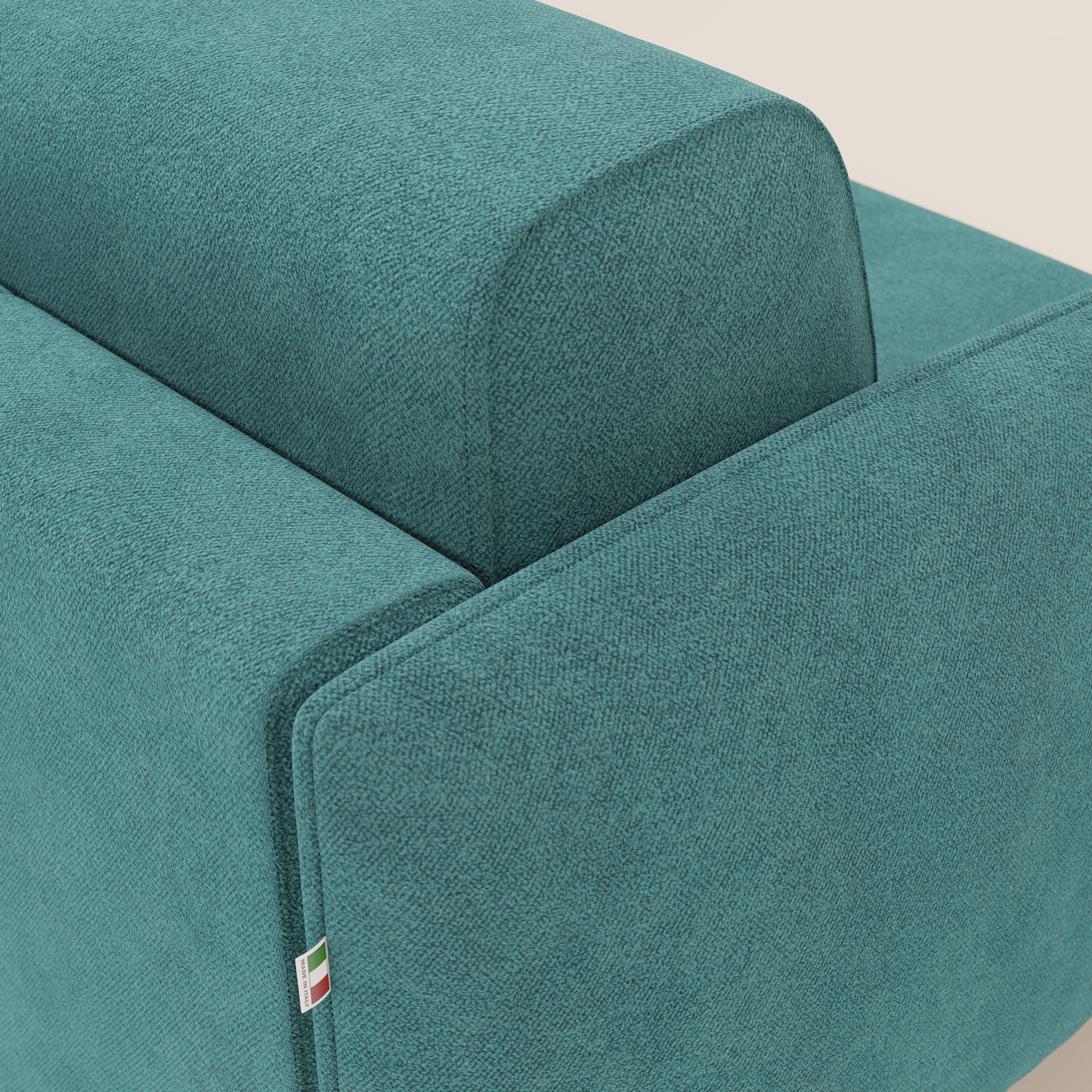 Giglio divano letto angolare con materasso alto 18 cm e penisola contenitore in morbido bouclé impermeabile T07 - divani.store